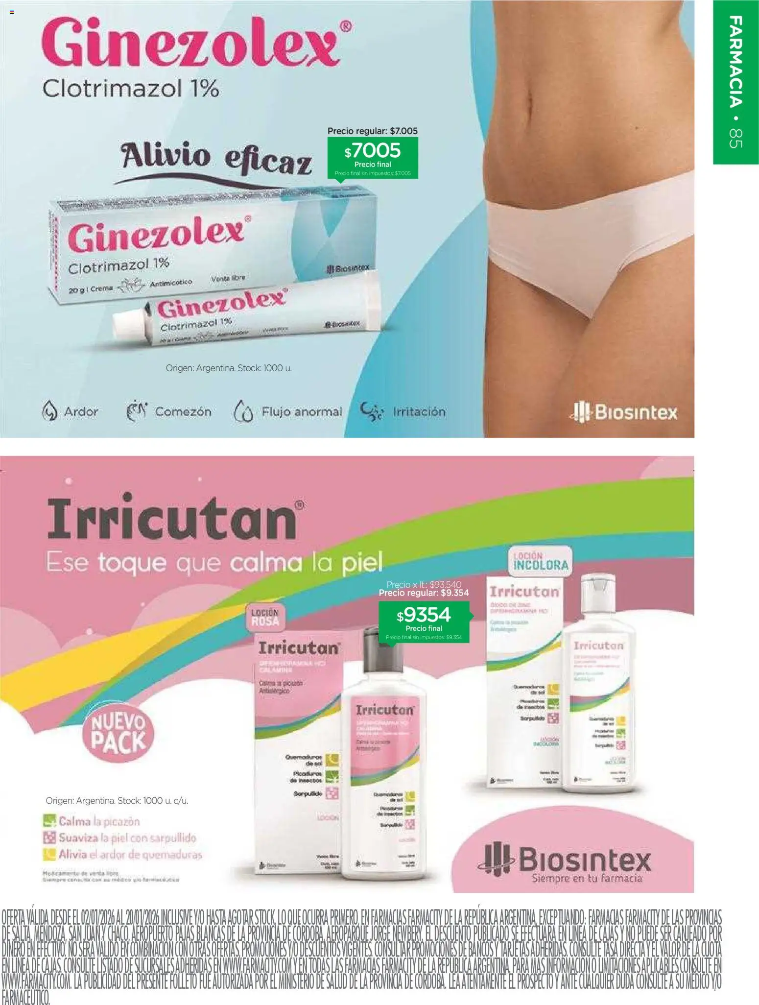 Farmacity catálogo │ válido desde el 02.01.2026 | Página: 85 | Productos: Loción, Té, Crema
