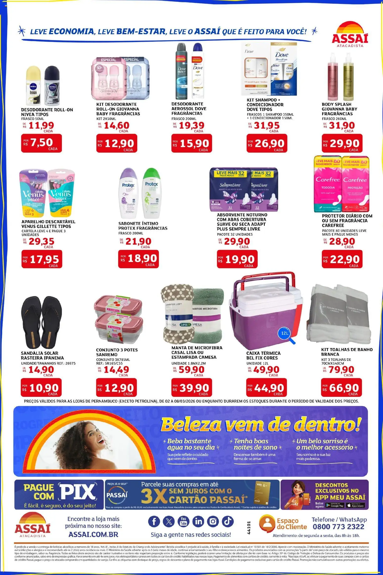 Assaí Atacadista Folheto - válido de 02.03.2026 | Página: 2 | Produtos: Condicionador, Dove, Body, Sempre Livre