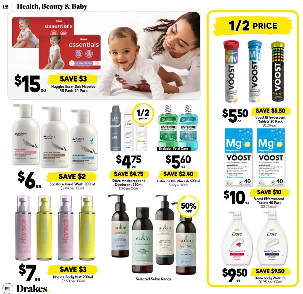 Drakes catalogue - valid from 13.08.2025 | Page: 12 | Products: Antiperspirant, Nappies, Mouthwash, Blemish