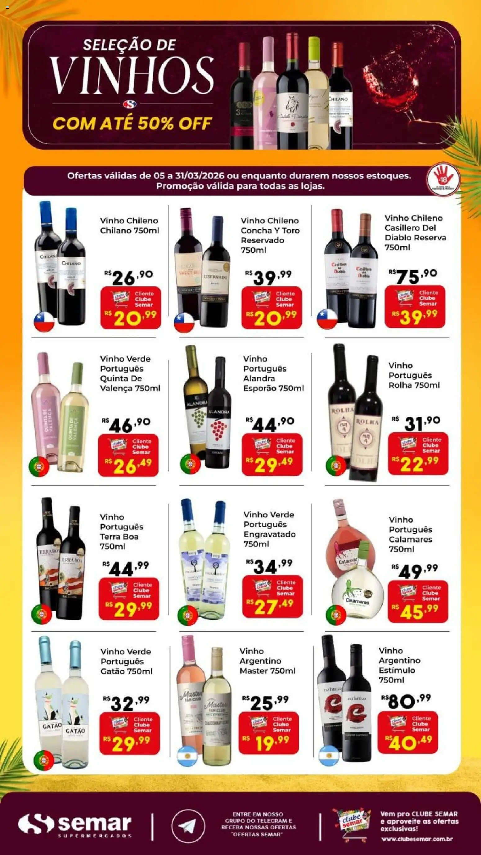 Semar Supermercado Folheto - válido de 05.03.2026 | Página: 1 | Produtos: Vinho
