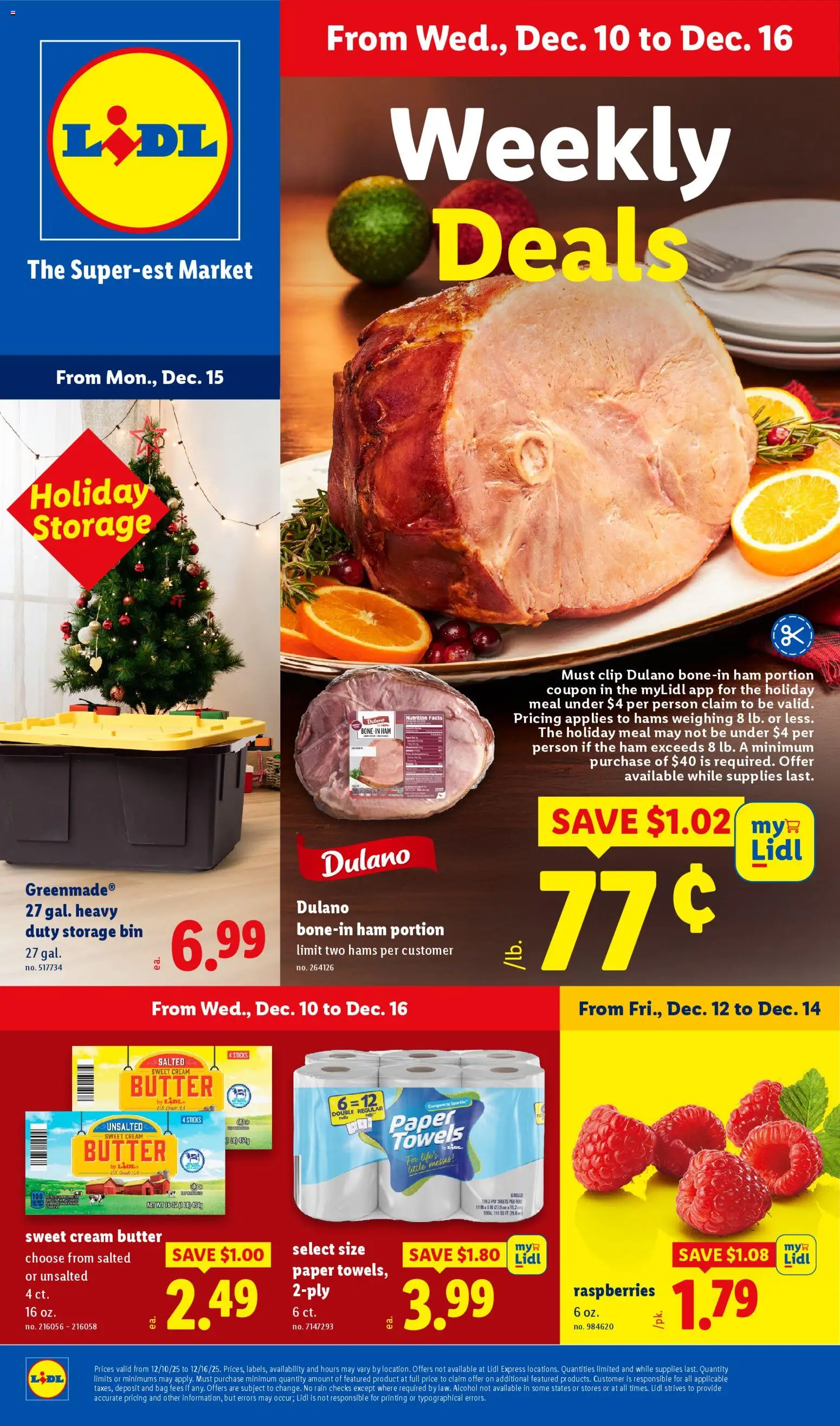 Lidl Weekly Ad - valid from 10.12.2025 | Page: 1 | Products: Clip, Ham, Cream, Bag