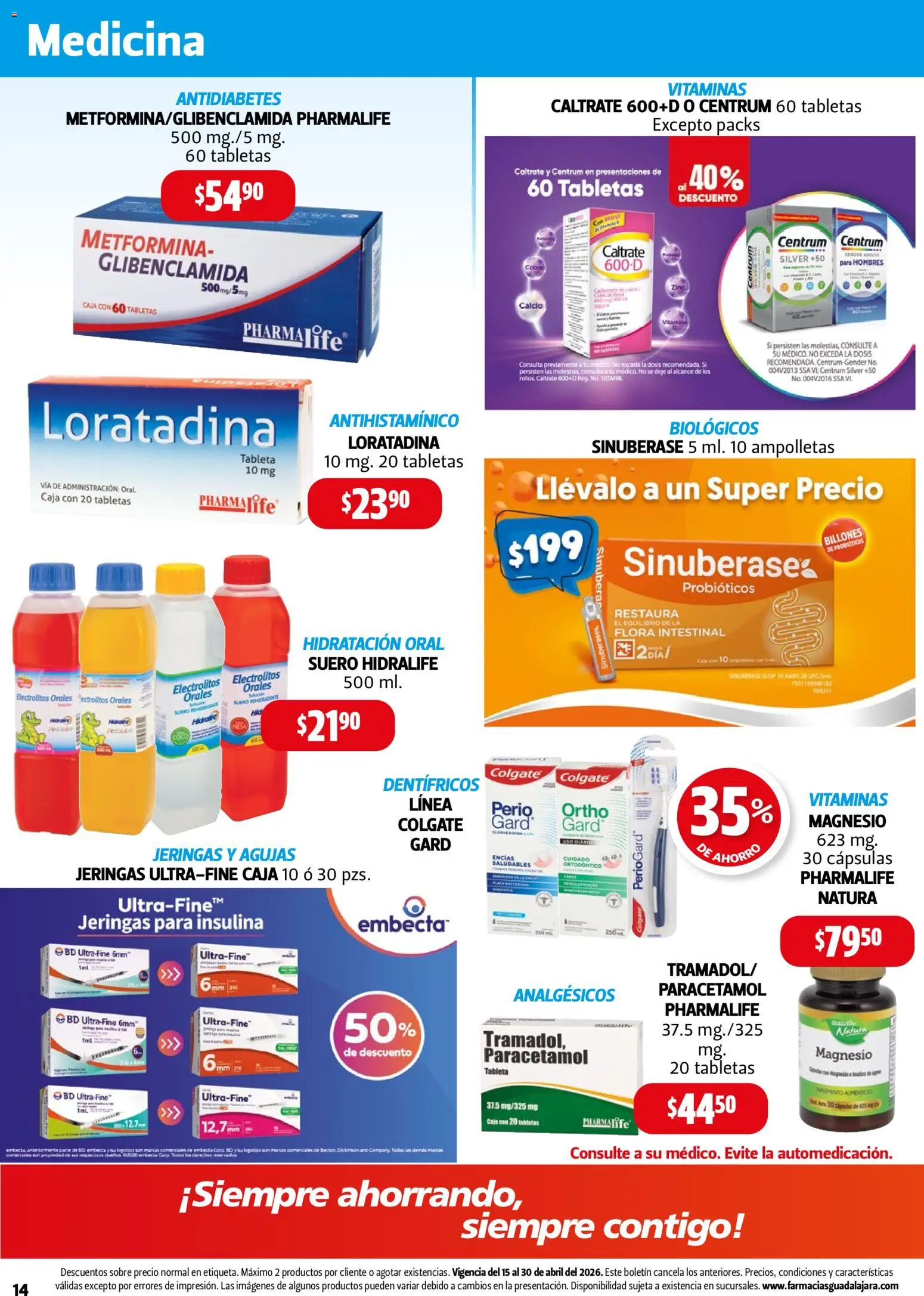 Nuevas ofertas de Farmacia Guadalajara válidas en toda la República Mexicana desde el 15.04.2026. ¡Encuentra las mejores ofertas en Farmacia Guadalajara catálogo! | Página: 14 | Productos: Vitaminas, Caja, Tableta, Sobre