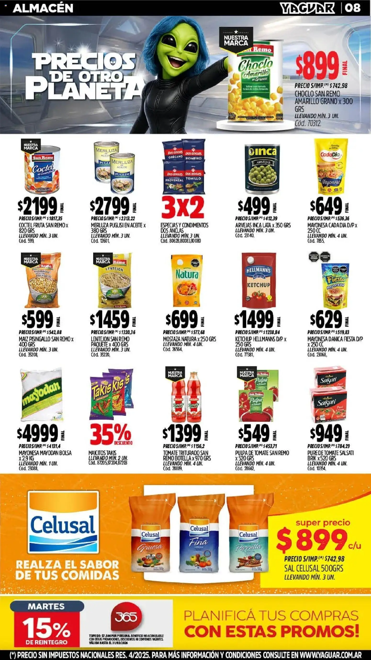 Yaguar - Oferta Semanal Chaco │ válido desde el 11.03.2026 | Página: 12 | Productos: Bolsa, Choclo, Mostaza, Arvejas
