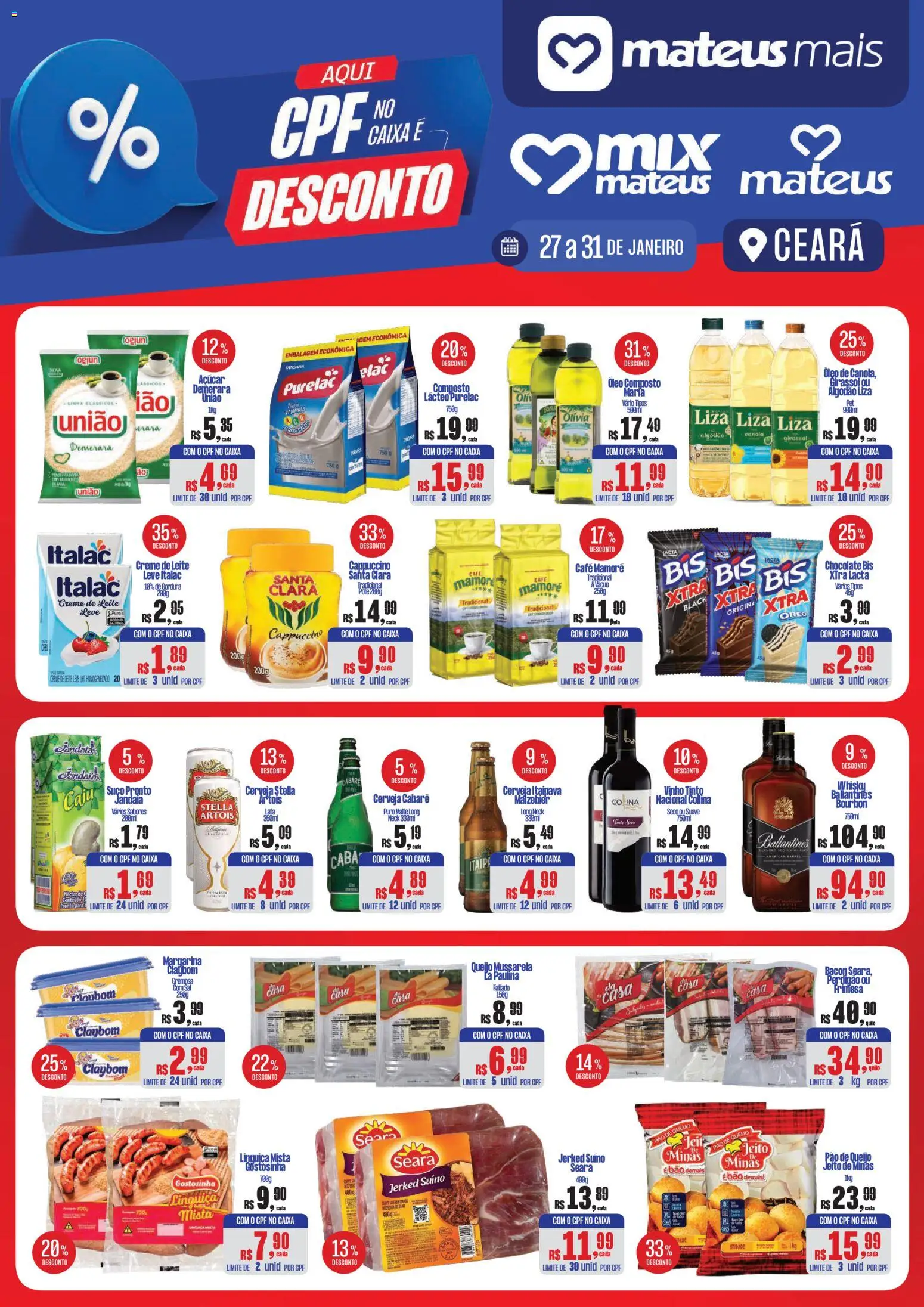 Mateus Folheto - válido de 27.01.2026 | Página: 1 | Produtos: Caixa, Óleo, Bourbon, Margarina