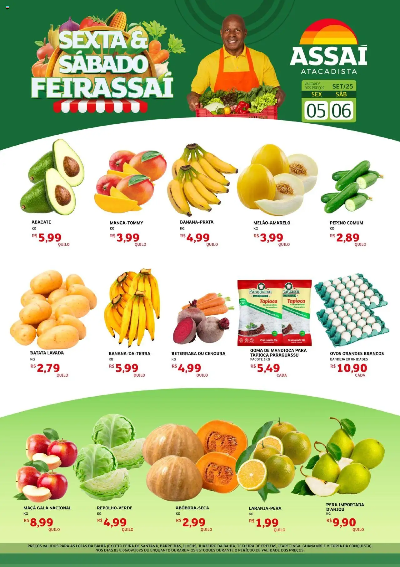 Assaí Atacadista Folheto - válido de 05.09.2025 | Página: 1 | Produtos: Tapioca, Ovos, Bandeja, Batata