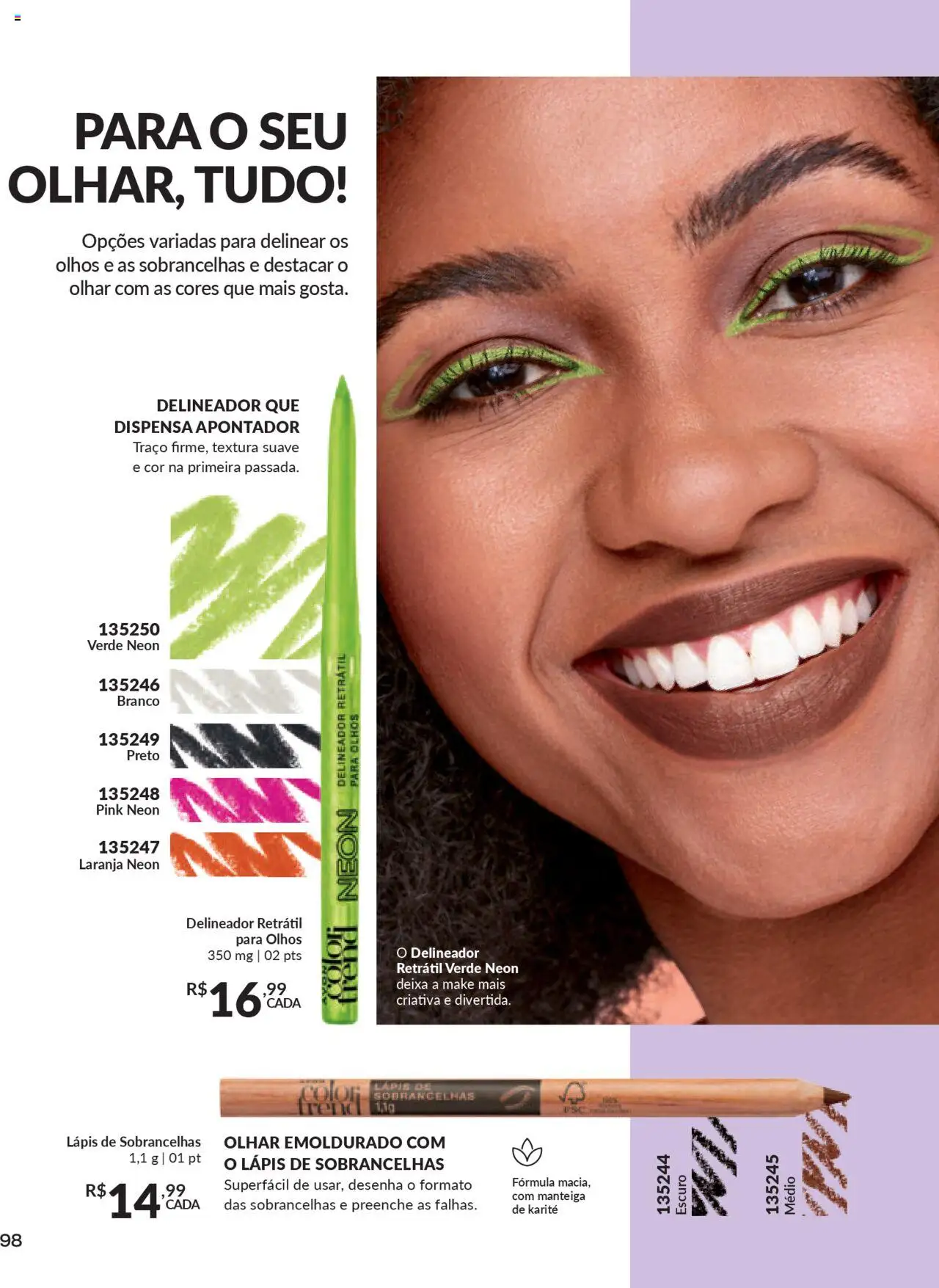 Avon Folheto - válido de 16.06.2025 | Página: 98 | Produtos: Delineador, Lápis, Manteiga
