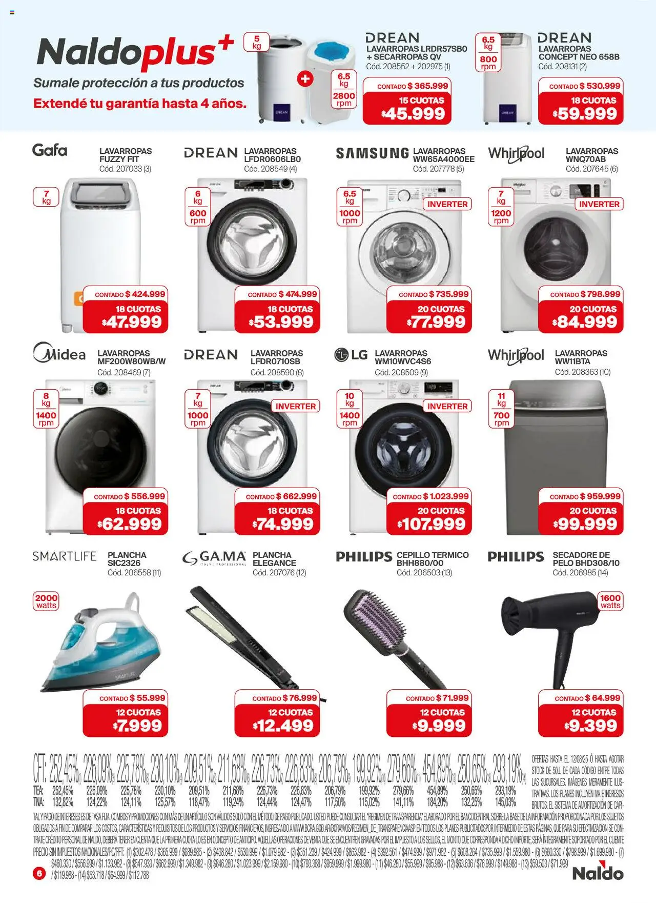 Naldo catálogo │ válido desde el 01.08.2025 | Página: 6 | Productos: Sobre, Cepillo, Lavarropas, Plancha