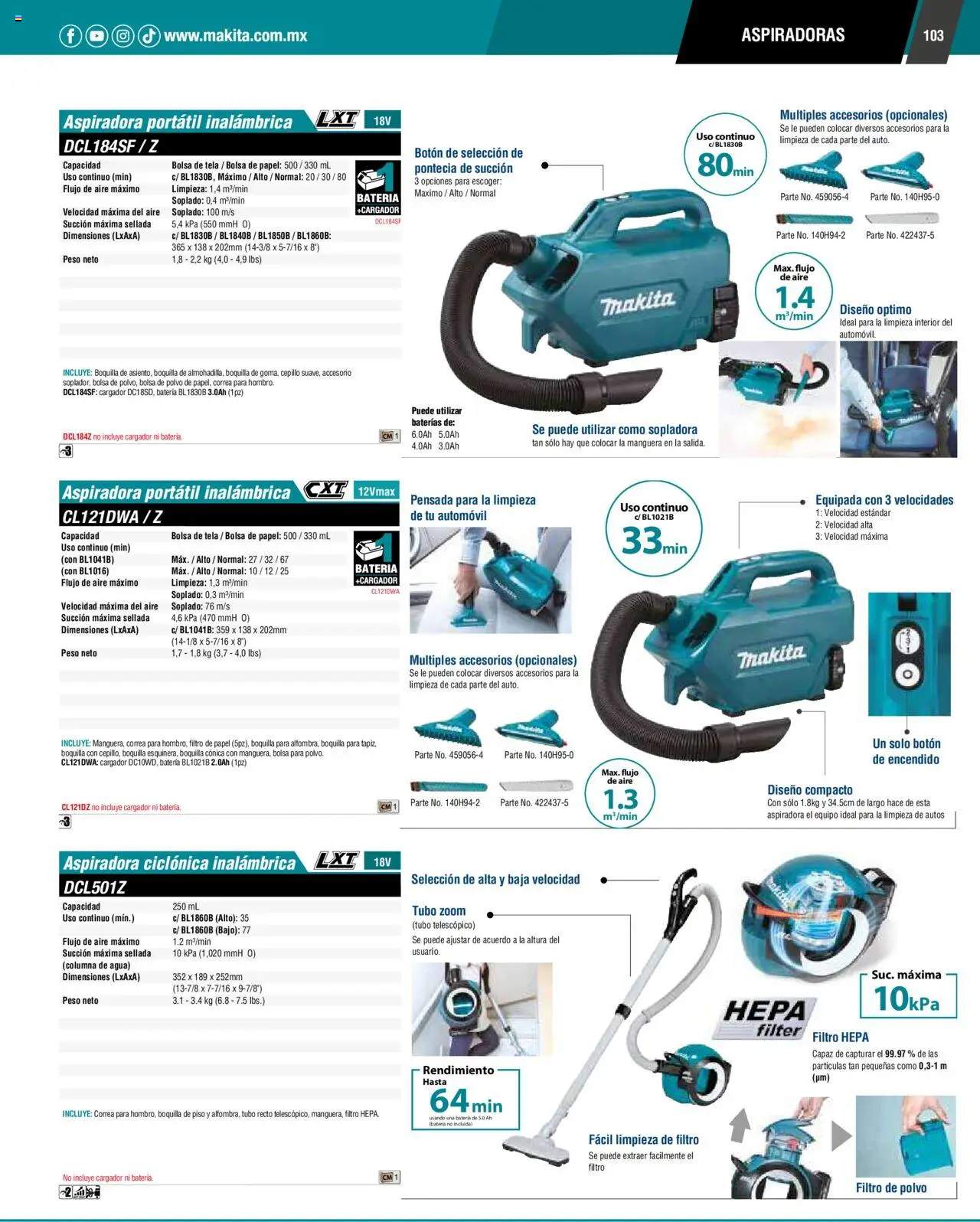 Nuevas ofertas de Makita válidas en toda la República Mexicana desde el 17.04.2024. ¡Encuentra las mejores ofertas en Makita catálogo ! | Página: 103 | Productos: Bolsa, Cepillo, Aspiradora, Batería