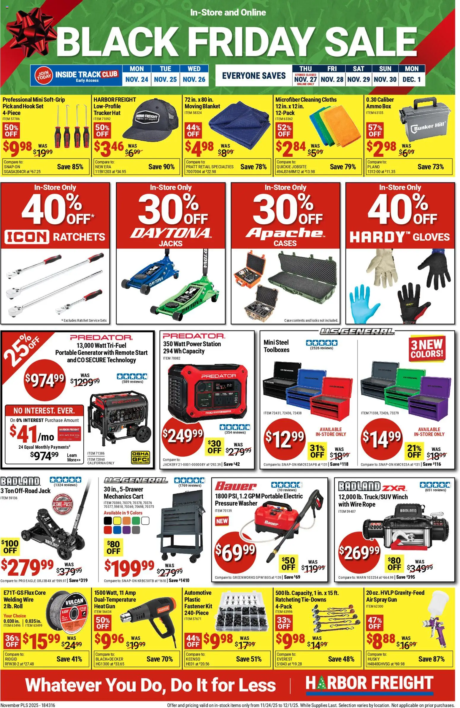 Harbor Freight Black Friday - valid from 24.11.2025 | Page: 1 | Products: Fastener, Blanket, Hook, Washer