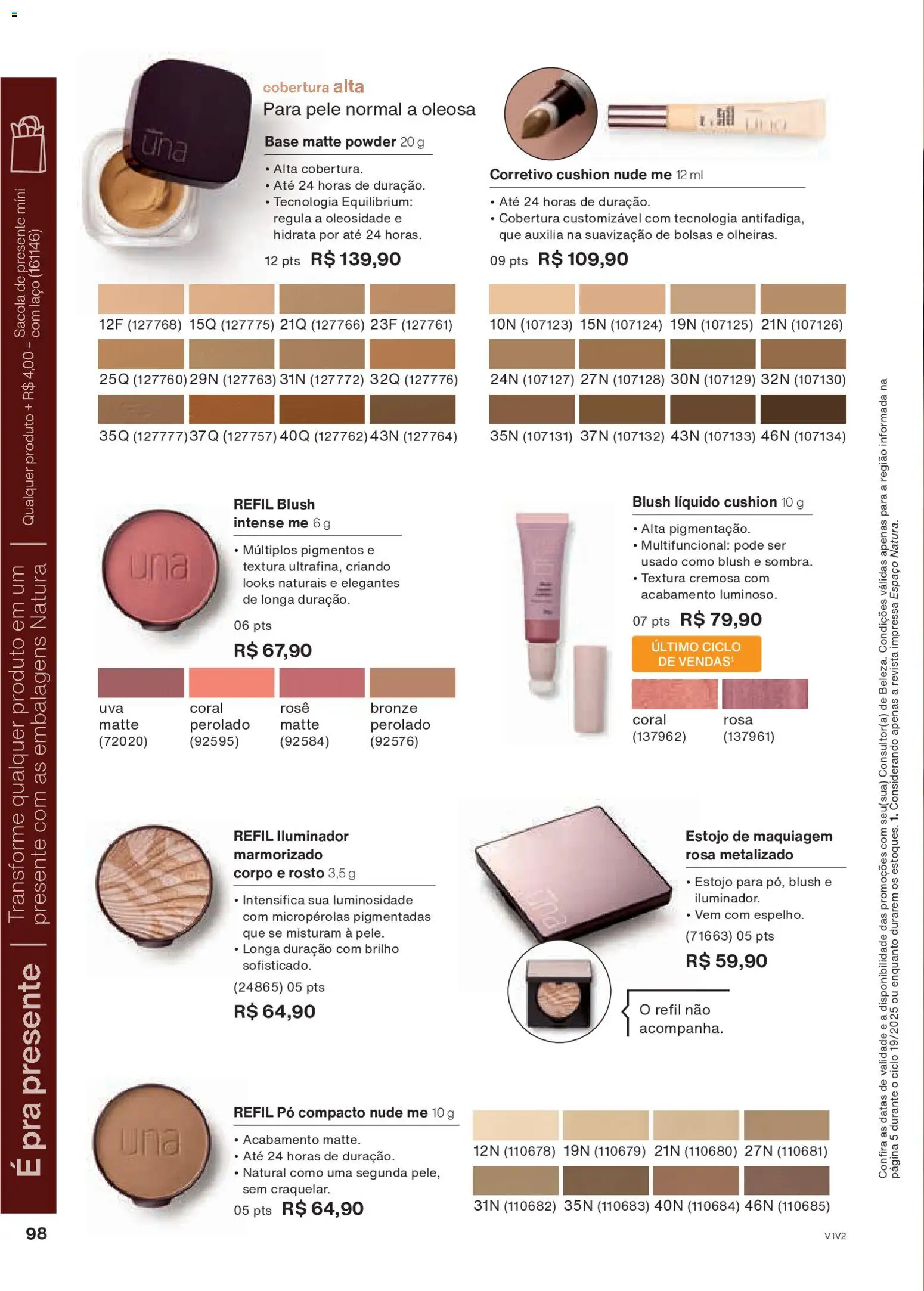 Natura Folheto - válido de 26.11.2025 | Página: 98 | Produtos: Pó compacto, Multifuncional, Base, Iluminador