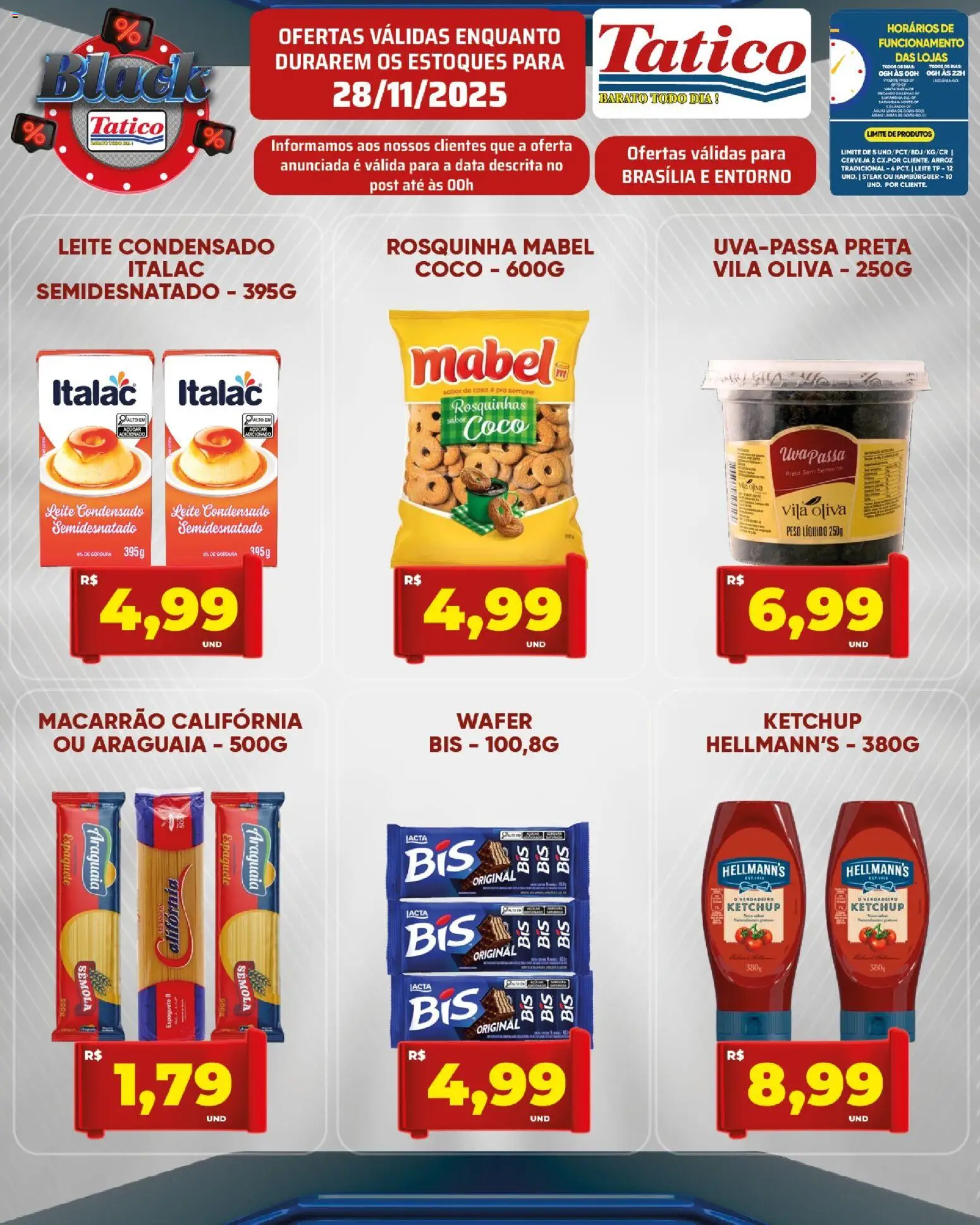 Tatico Folheto - válido de 28.11.2025 | Página: 6 | Produtos: Leite, Cerveja, Macarrão, Rosquinha