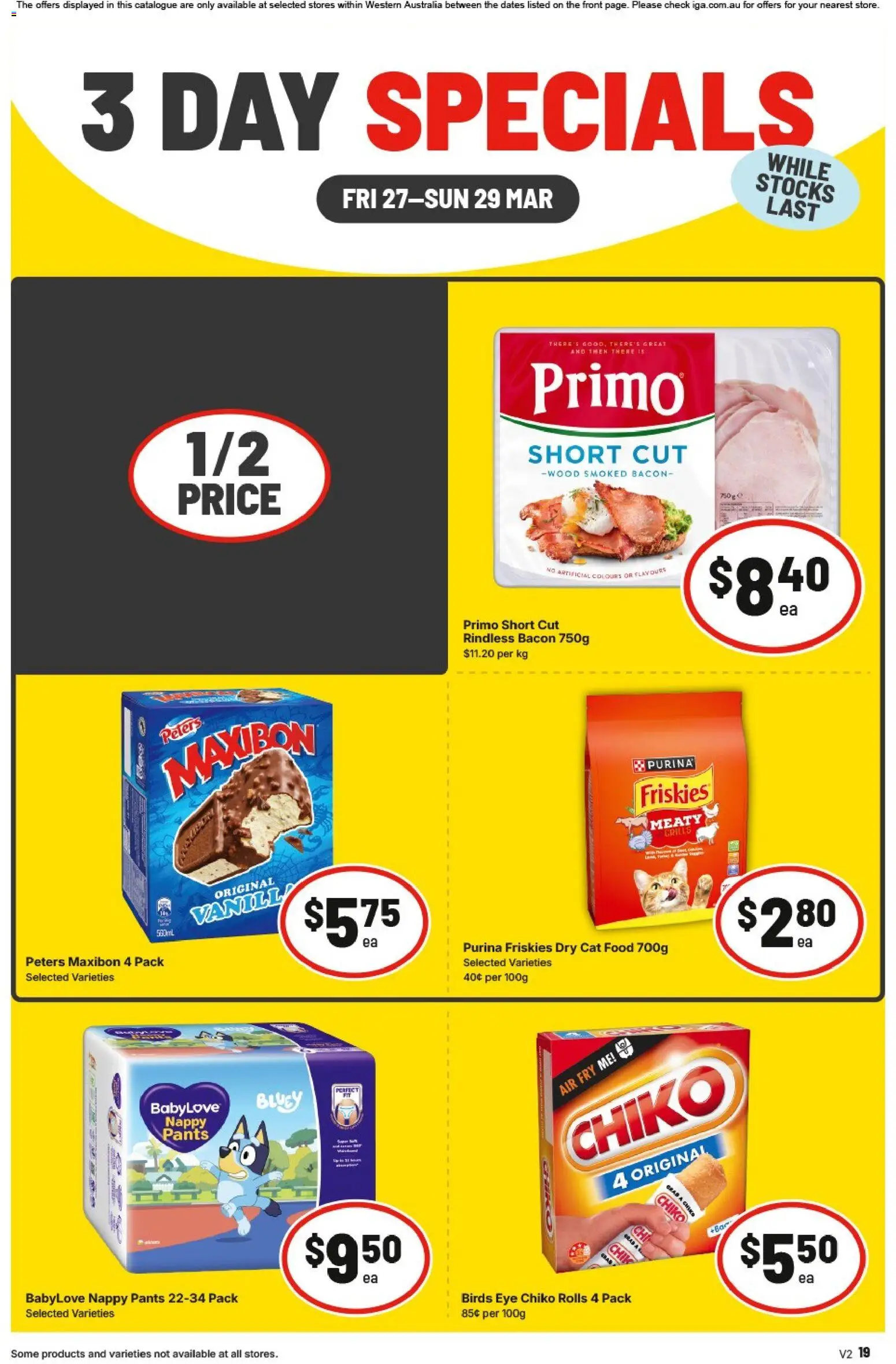 IGA catalogue - valid from 27.03.2026 | Page: 3 | Products: Bacon, Crab, Wood, Pants