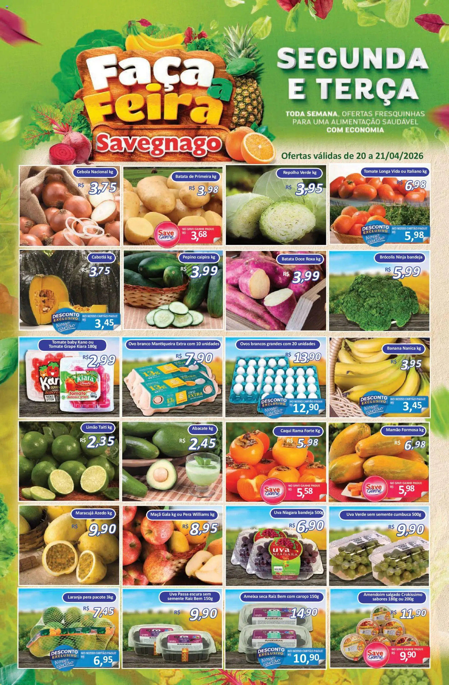 Savegnago Folheto - válido de 20.04.2026 | Página: 1 | Produtos: Pimenta, Repolho, Faca, Uva passa