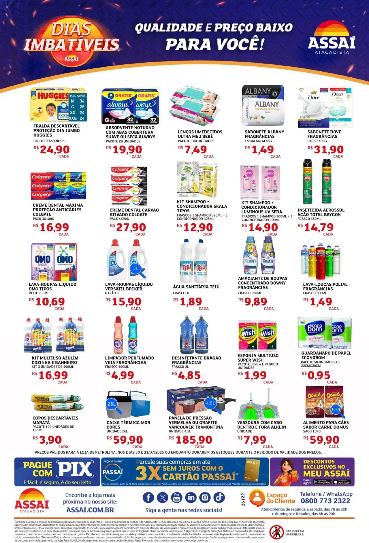 Assaí Atacadista Folheto - válido de 30.07.2025 | Página: 4 | Produtos: Shampoo, Azulim, Sabonete, Vassoura