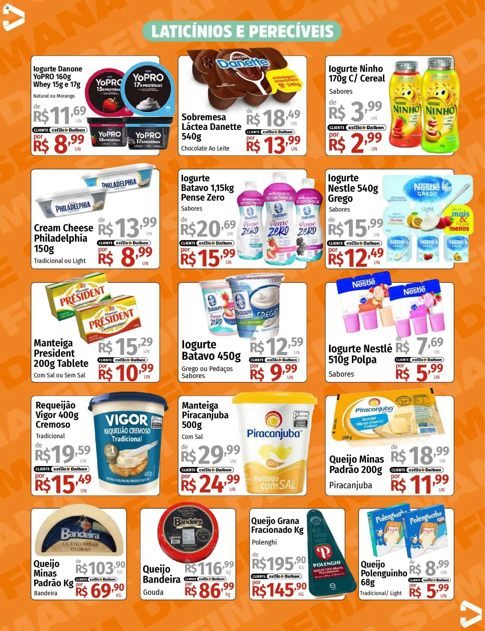Supermercado Dalben Folheto - válido de 07.11.2025 | Página: 9 | Produtos: Leite, Cream cheese, Sal, Requeijão