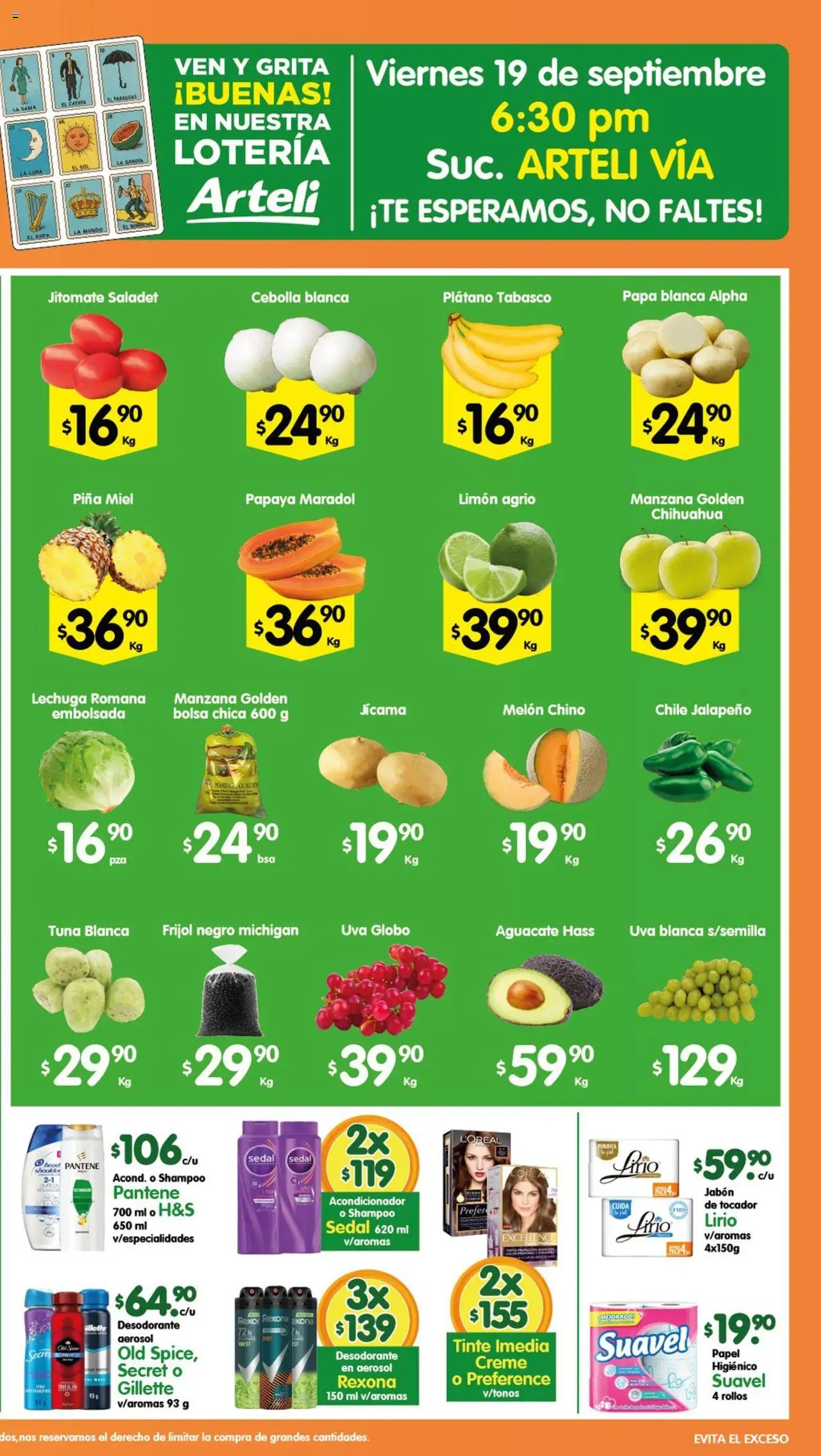 Nuevas ofertas de Arteli válidas en toda la República Mexicana desde el 16.09.2025. ¡Encuentra las mejores ofertas en Arteli - Folleto Tuxpan! | Página: 2 | Productos: Cebolla, Bolsa, Limón, Jabón