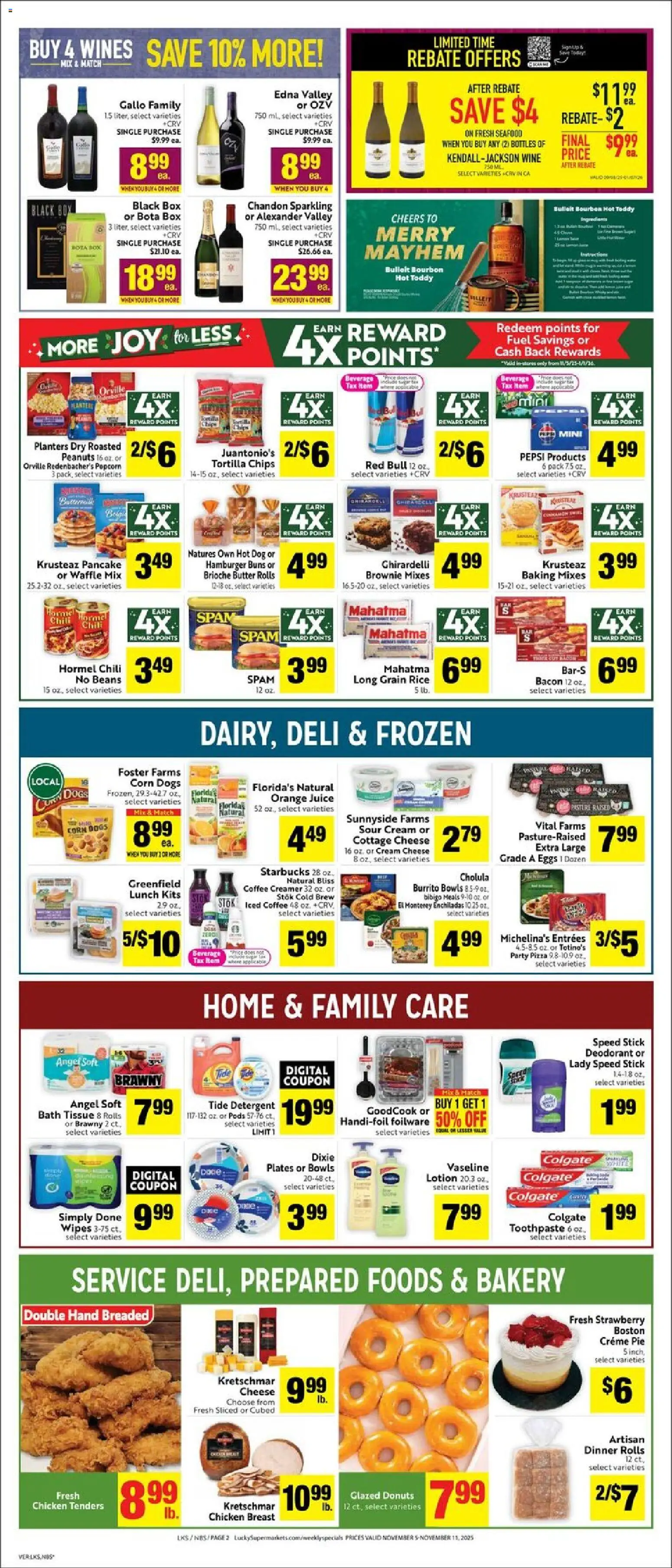 Lucky Supermarkets Weekly - CA - valid from 05.11.2025 | Page: 2 | Products: Corn, Juice, Wine, Rice
