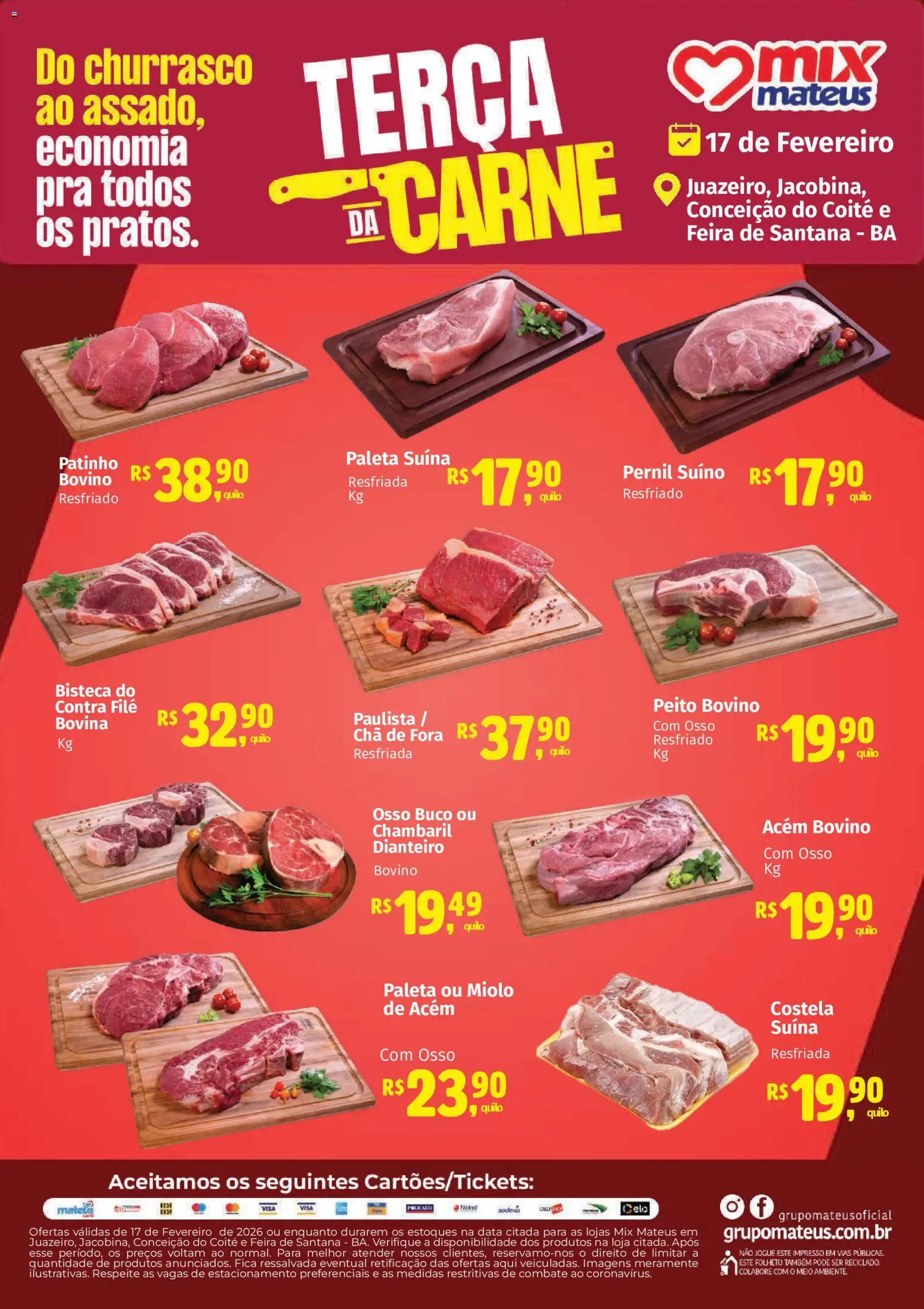 Mateus Folheto - válido de 17.02.2026 | Página: 1 | Produtos: Acém, Pernil, Chá, Carne