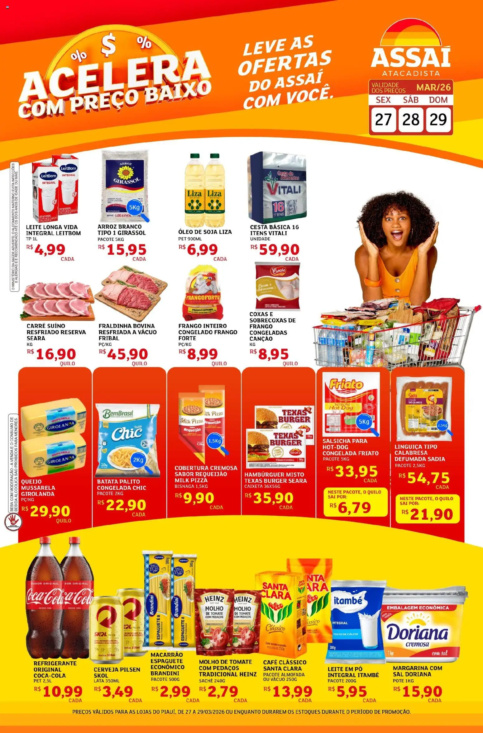 Assaí Atacadista Folheto - válido de 27.03.2026 | Página: 1 | Produtos: Espaguete, Cerveja, Bebida, Margarina
