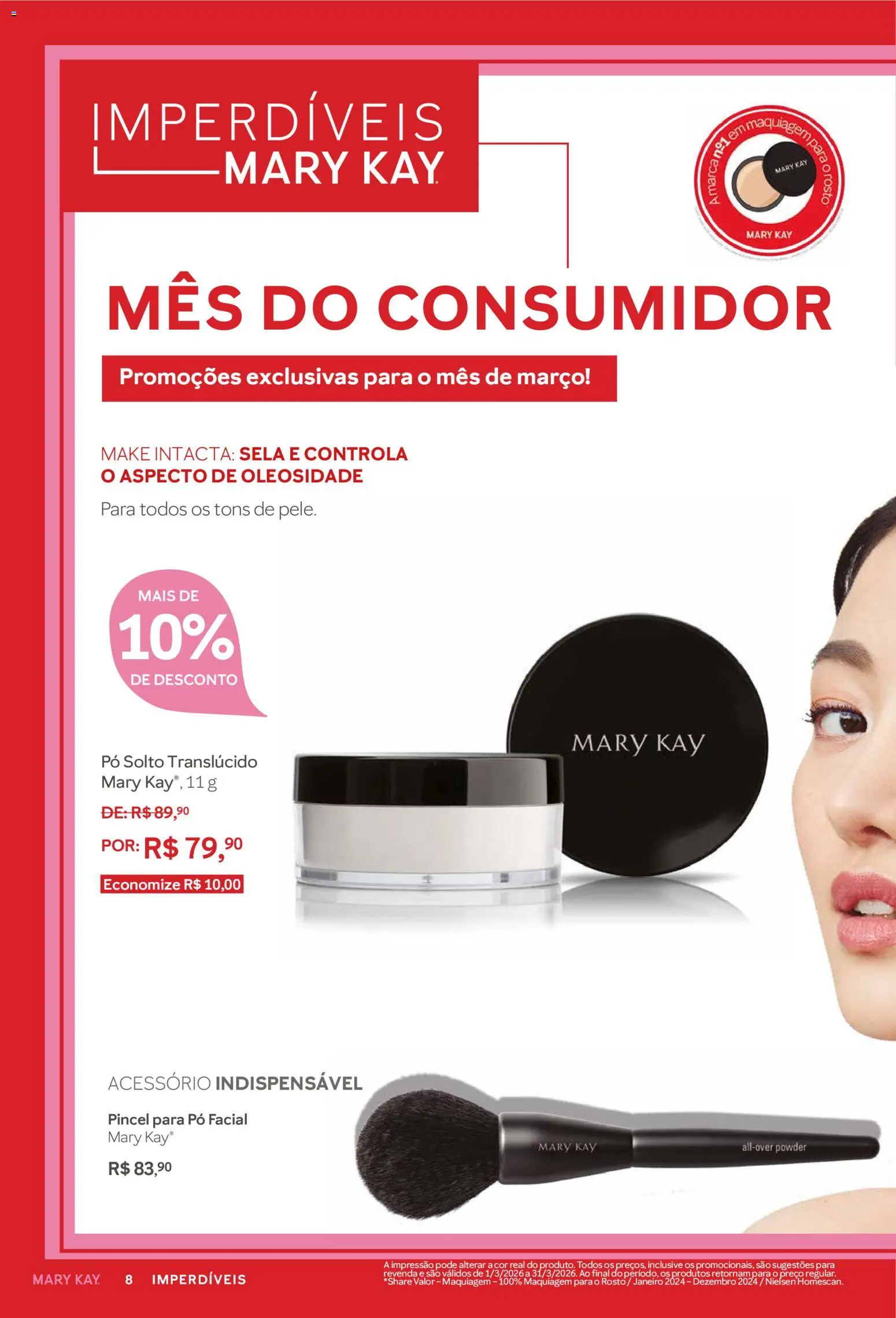 Mary Kay Folheto - válido de 01.03.2026 | Página: 8 | Produtos: Maquiagem, Pó, Pincel