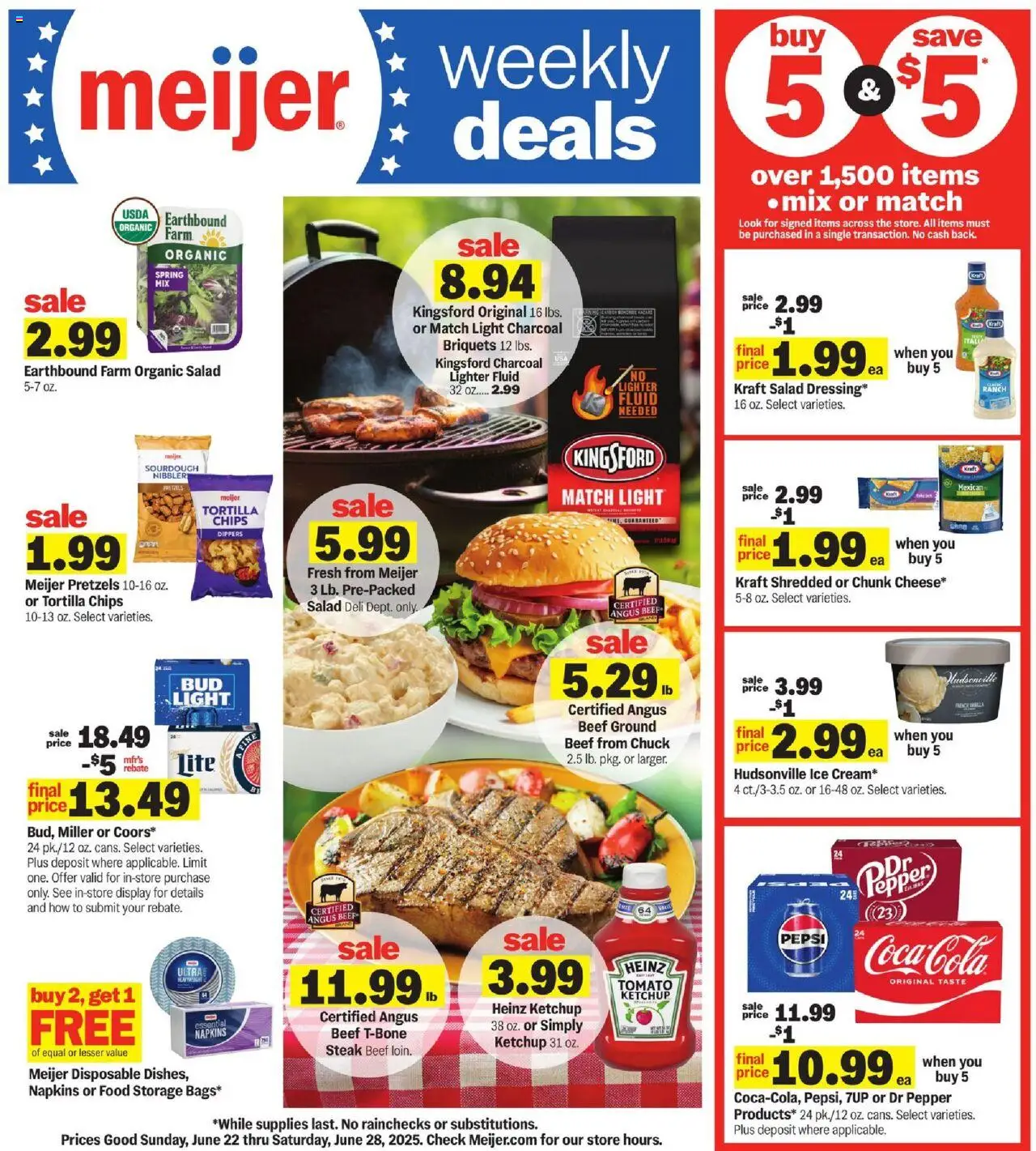 Meijer Weekly Ad - valid from 22.06.2025 | Page: 1 | Products: Chips, Ketchup, Pepper, Lighter