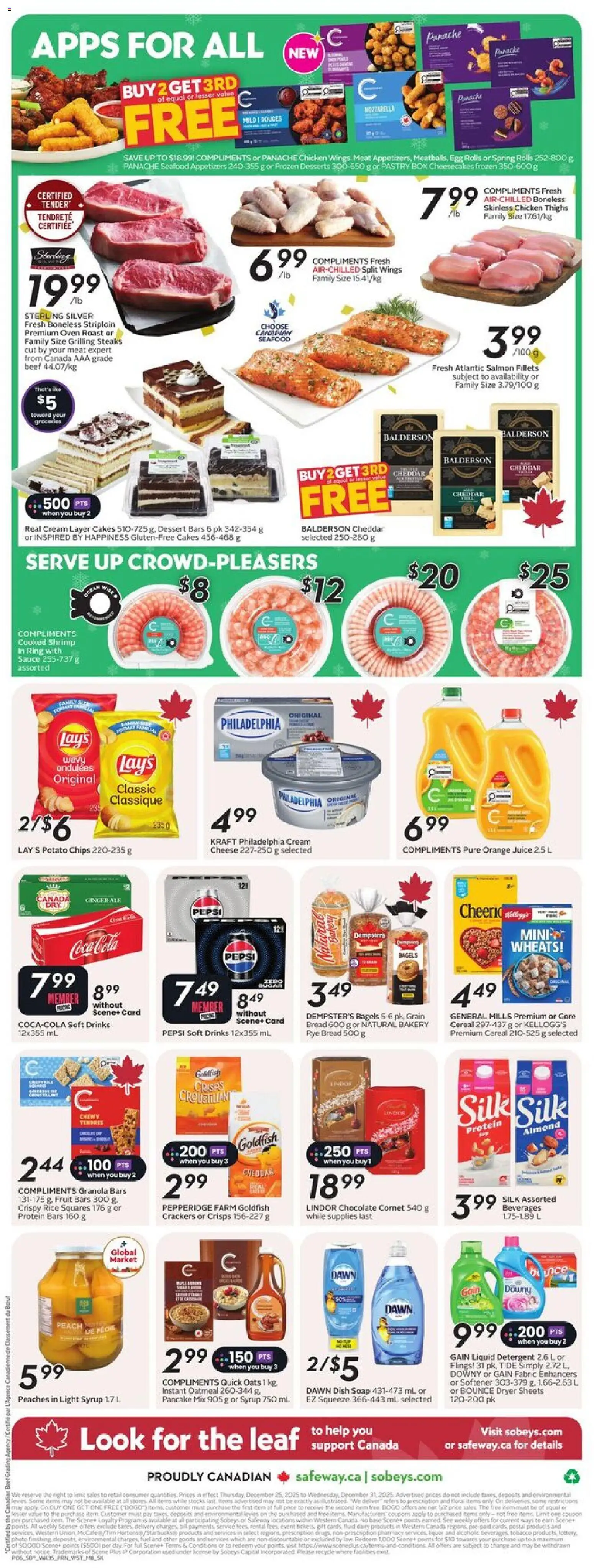 Safeway flyer valid from 25.12.2025 | Page: 4 | Products: Cream, Bakery, Cheese, Chicken
