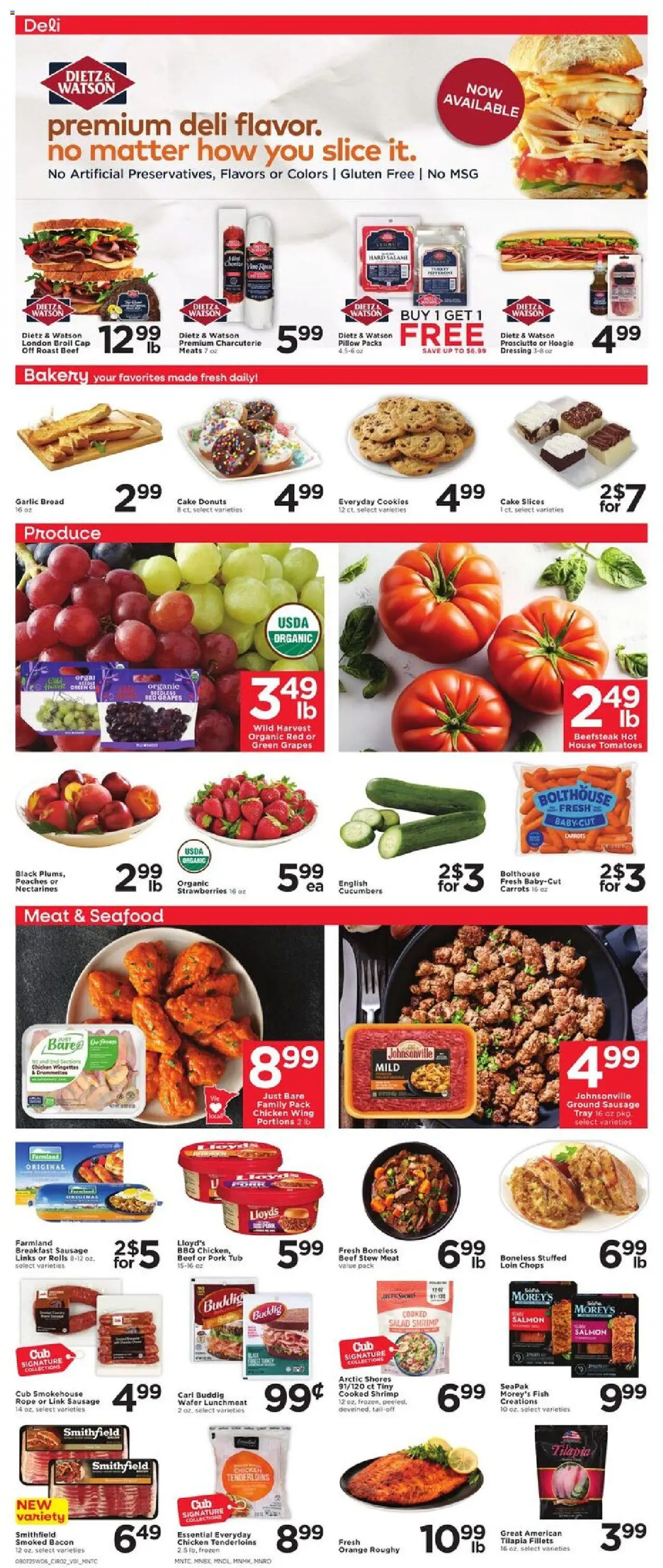 Cub Foods Weekly Ad - valid from 07.09.2025 | Page: 4 | Products: Peaches, Seafood, Garlic, Beet
