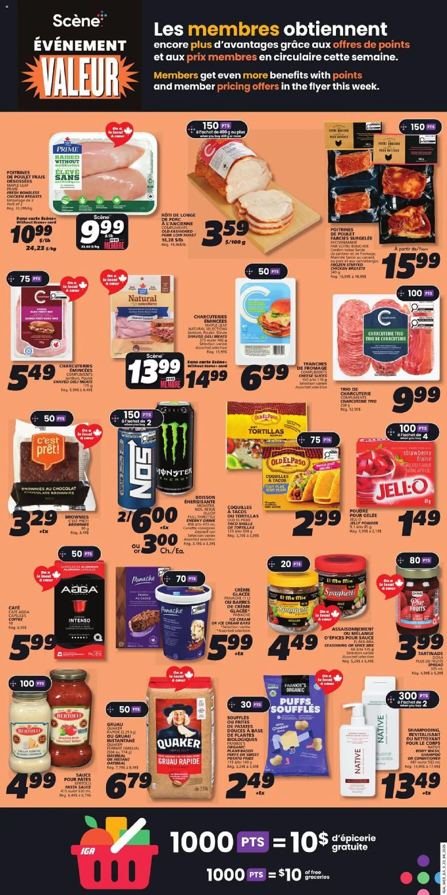 IGA flyer valid from 23.04.2026 | Page: 13 | Products: Cream, Ice cream, Shampoo, Pork