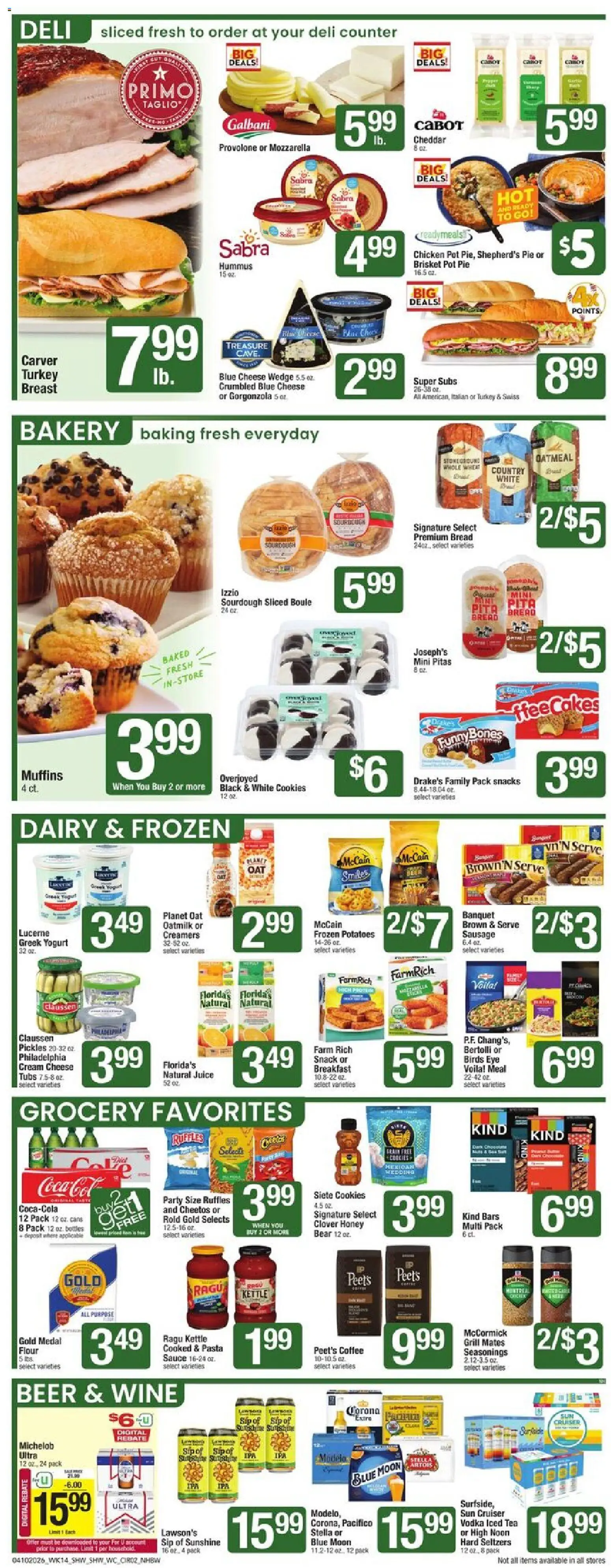 Shaw's Weekly Ad - NH - valid from 10.04.2026 | Page: 2 | Products: Bread, Juice, Sausage, Grill