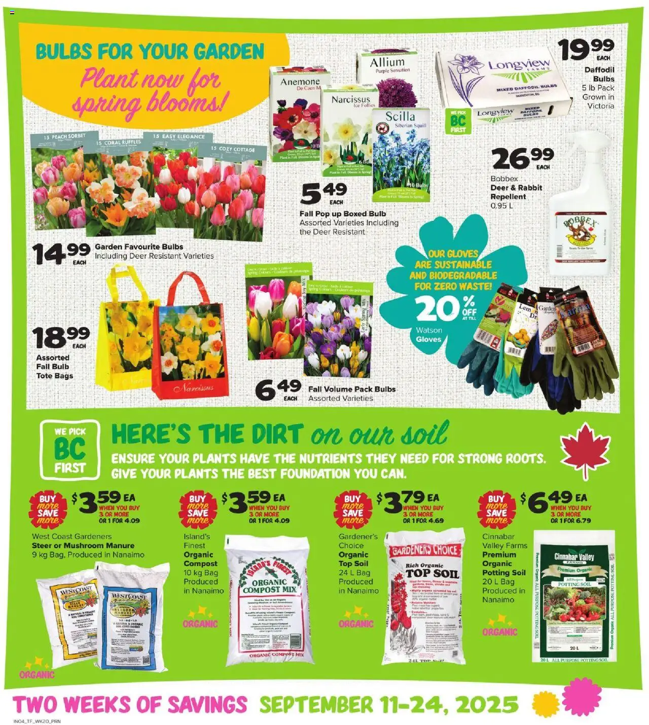 Thrifty Foods flyer valid from 11.09.2025 | Page: 12 | Products: Gloves, Bag