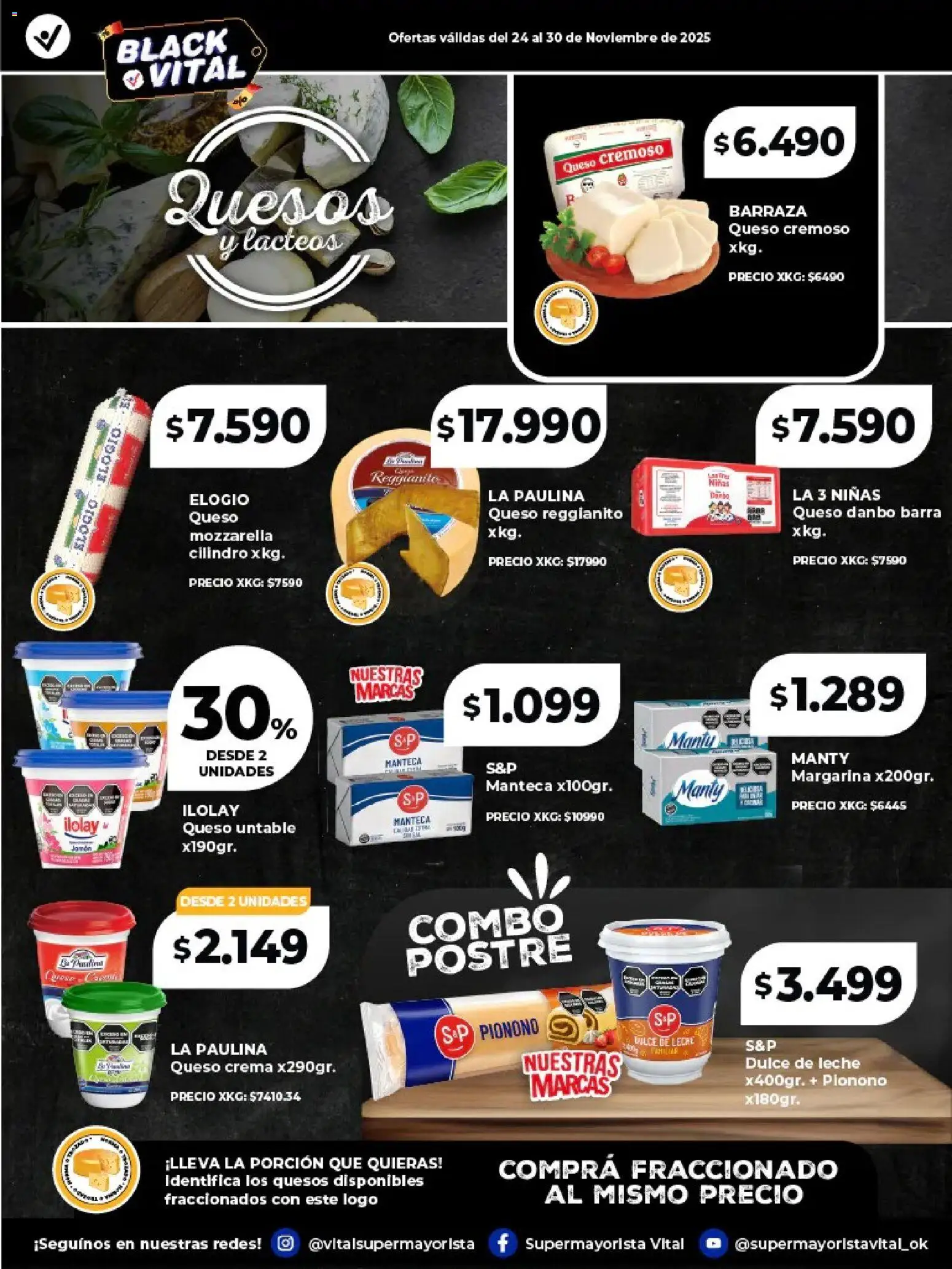 Vital - Especial de frescos │ válido desde el 24.11.2025 | Página: 4 | Productos: Dulce de leche, Manteca, Queso, Pionono