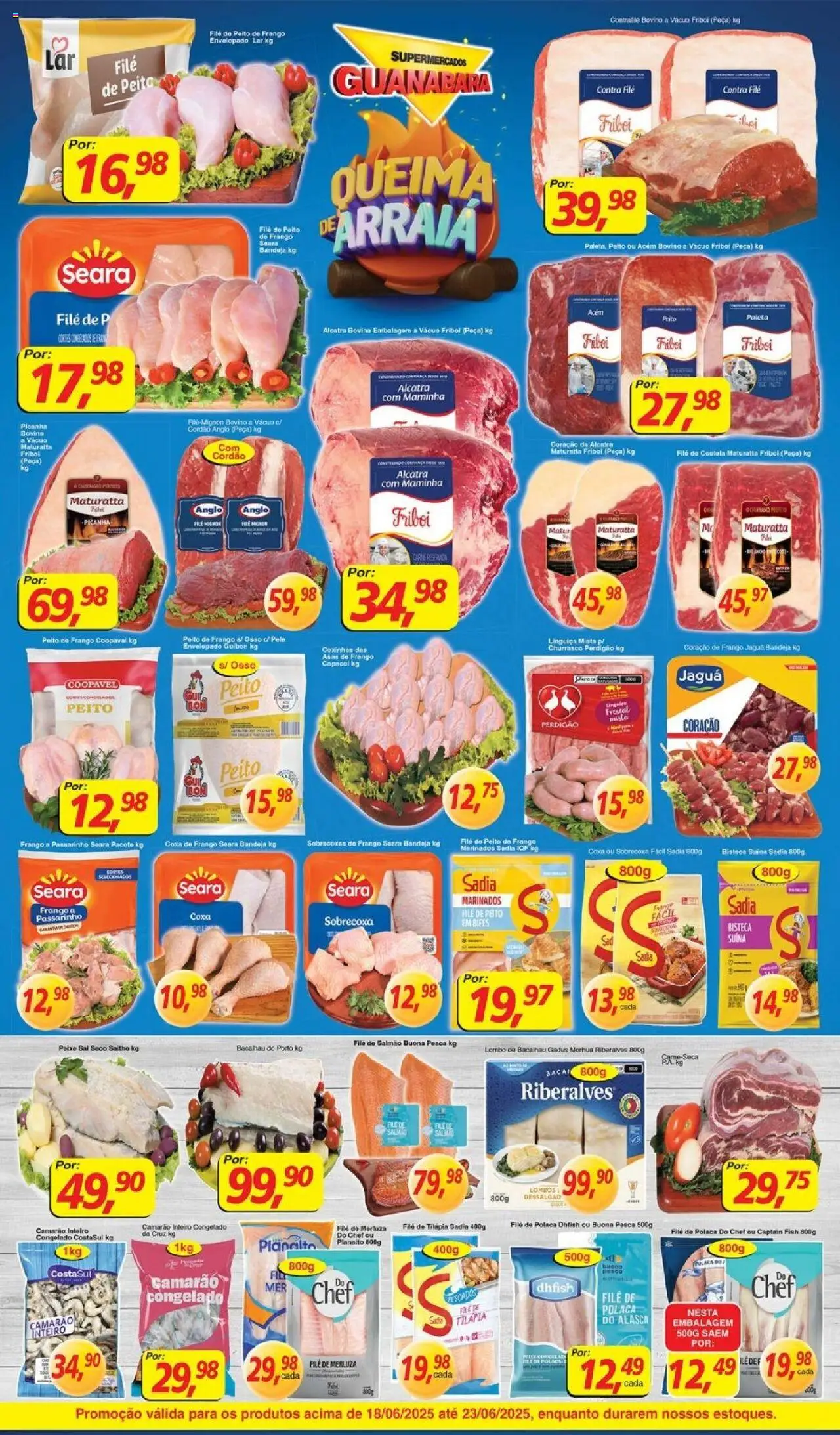 Supermercados Guanabara Folheto - válido de 18.06.2025 | Página: 5 | Produtos: Salmão, Alcatra, Filé mignon, Frango