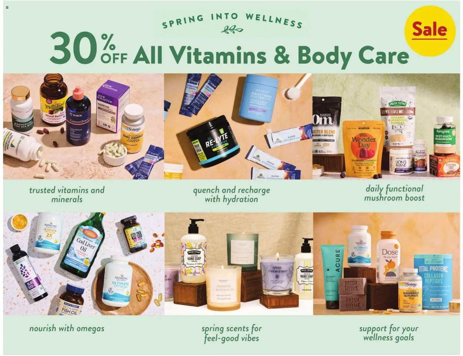 Fresh Thyme Weekly Ad - MI - valid from 08.04.2026 | Page: 3 | Products: Mushrooms, Powder, Soap, Fish