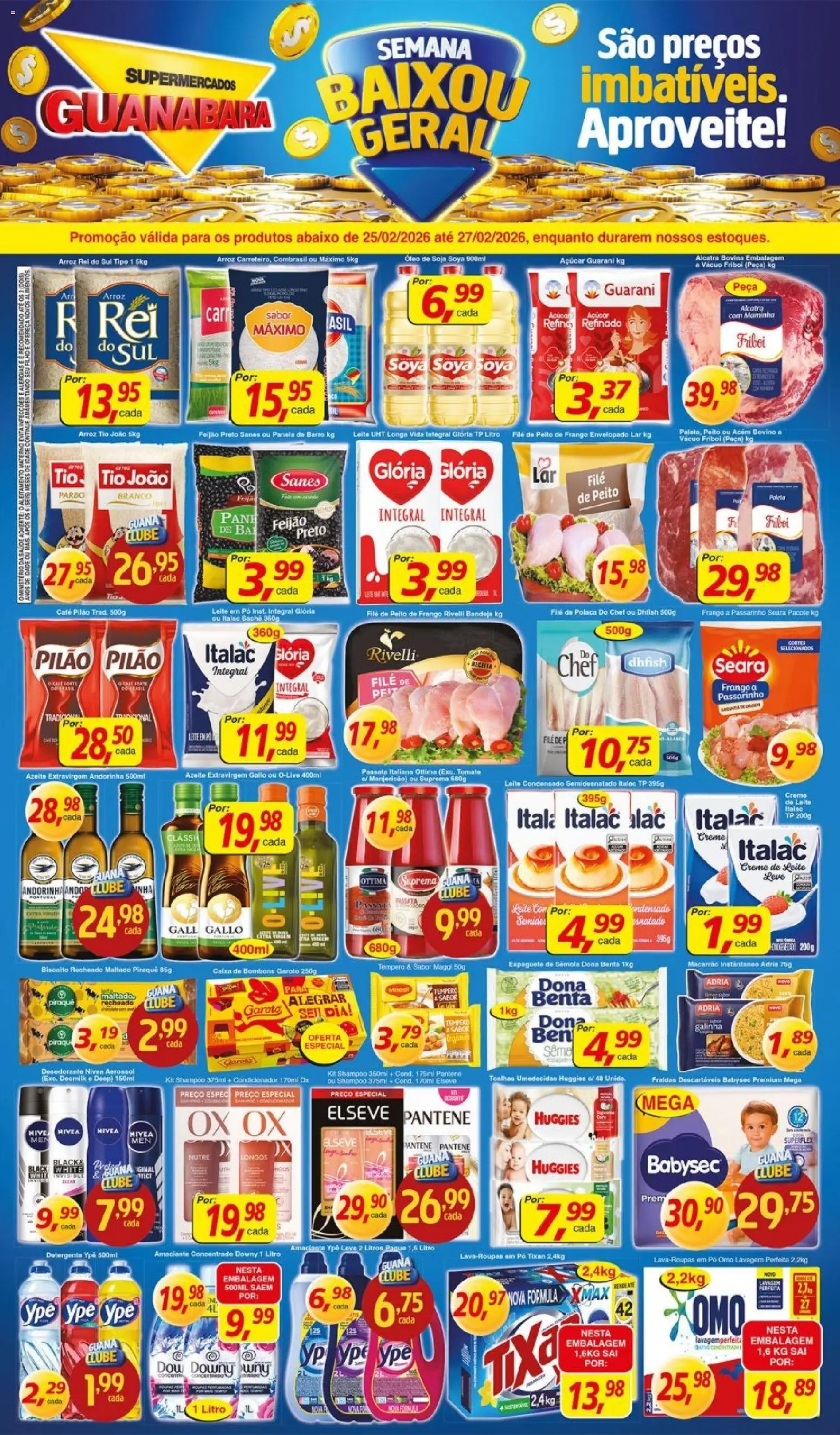 Supermercados Guanabara Folheto - válido de 25.02.2026 | Página: 1 | Produtos: Condicionador, Detergente, Leite, File de polaca