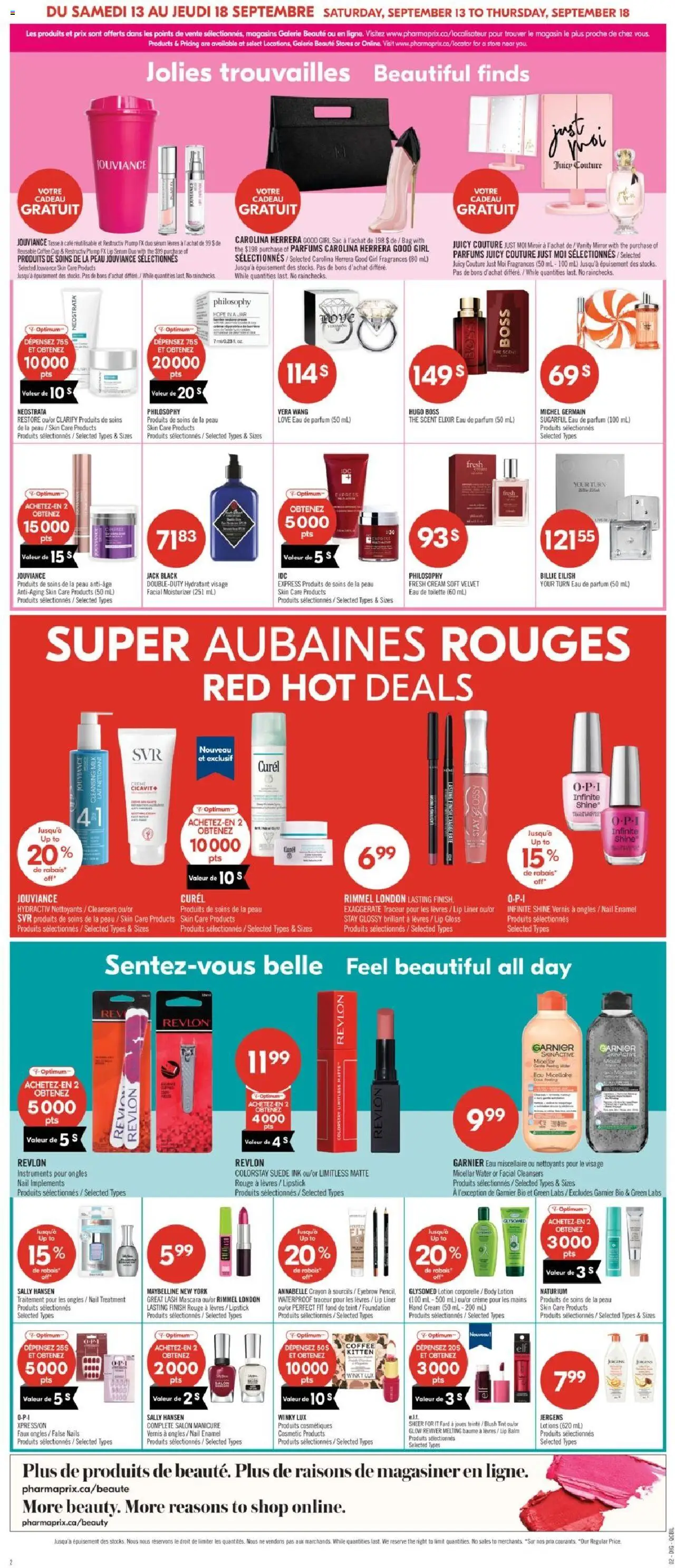 Pharmaprix flyer valid from 13.09.2025 | Page: 9 | Products: Eau de toilette, Lip gloss, Hand cream, Toilette