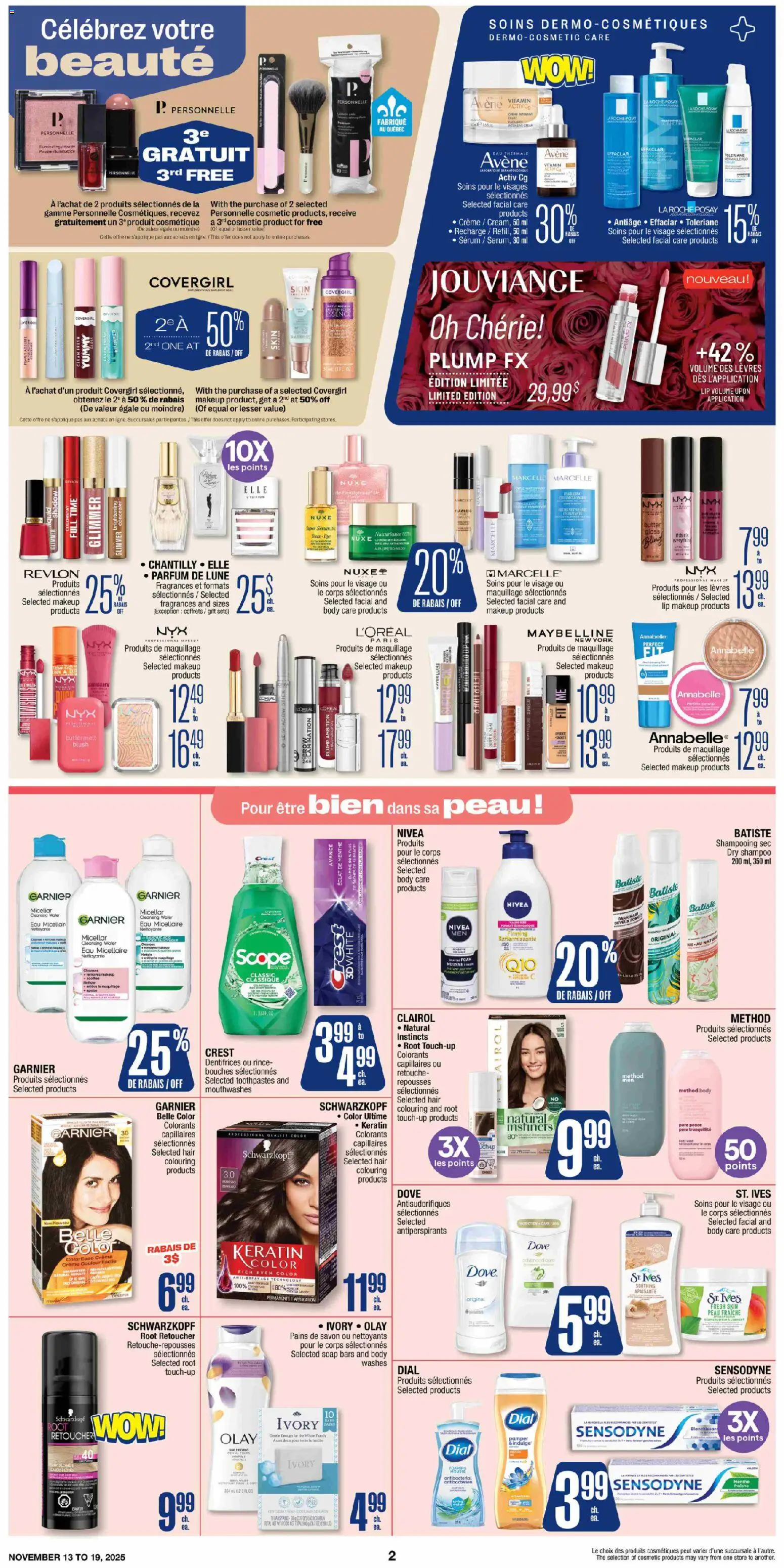 Jean Coutu flyer valid from 13.11.2025 | Page: 2 | Products: Concealer, Powder, Shampoo, Butter