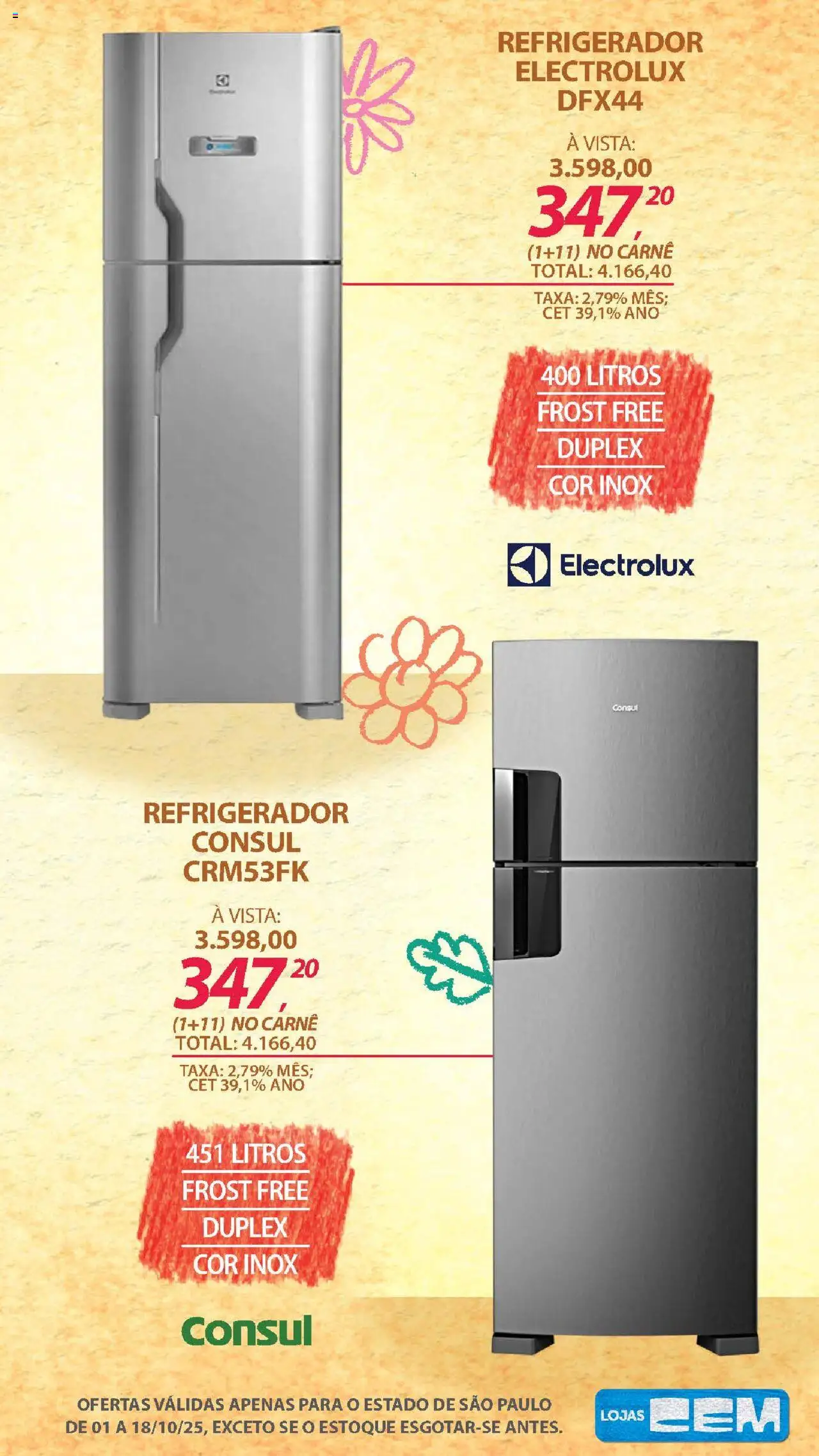 Lojas Cem Folheto - válido de 01.10.2025 | Página: 36 | Produtos: Refrigerador, Carne