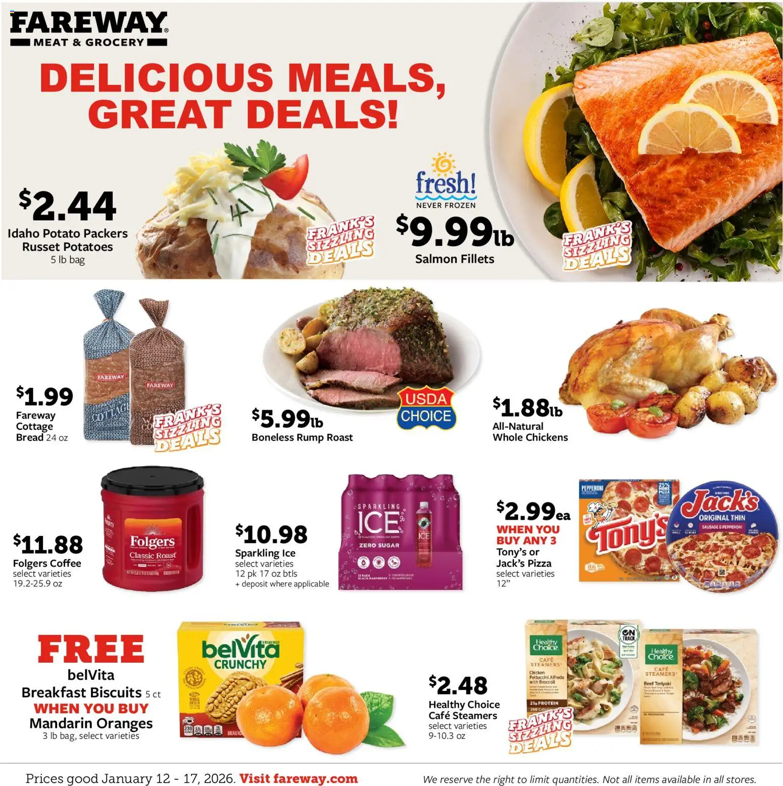 Fareway Weekly Ad - valid from 12.01.2026 | Page: 1 | Products: Bread, Coffee, Potatoes, Sugar
