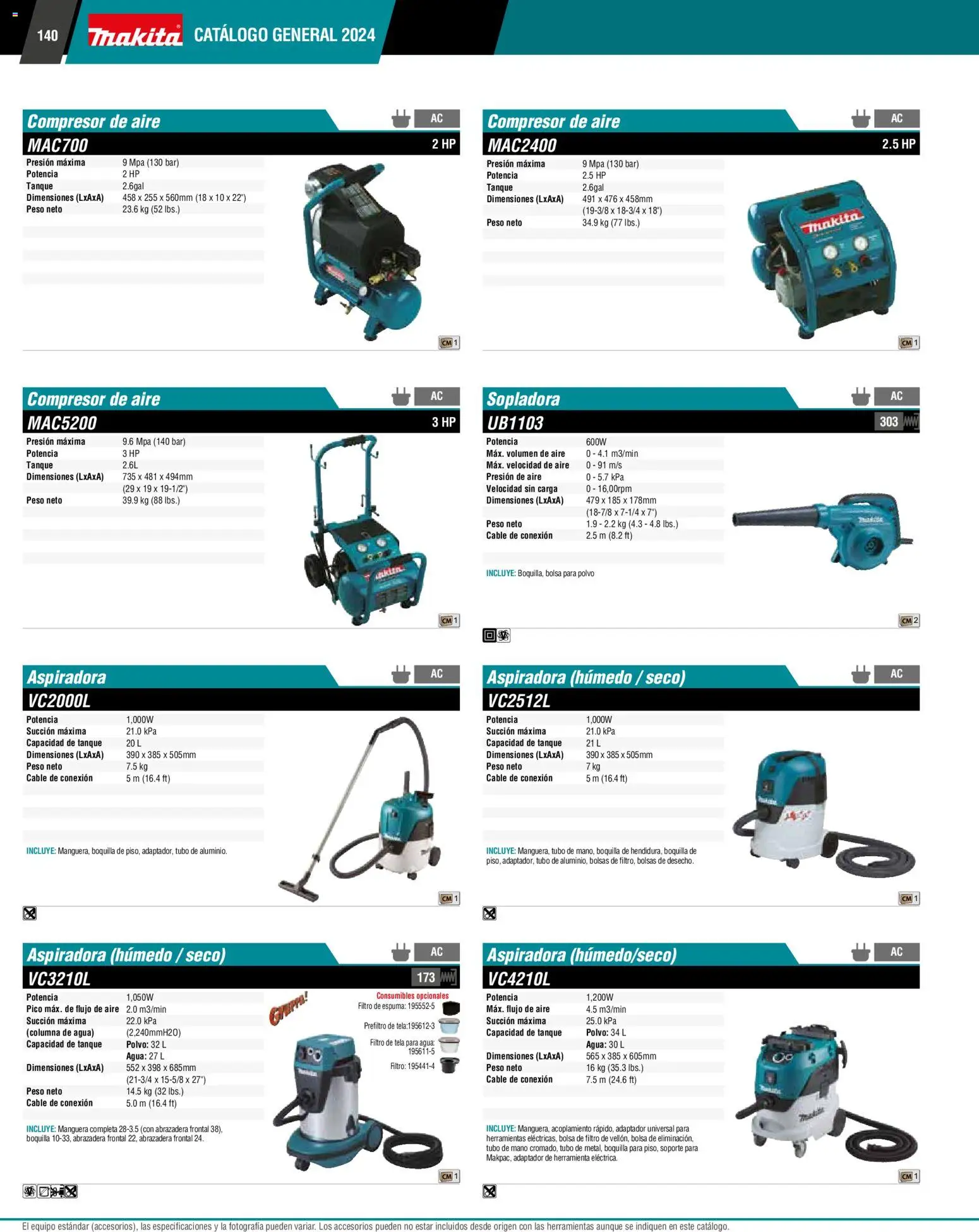 Nuevas ofertas de Makita válidas en toda la República Mexicana desde el 01.01.2024. ¡Encuentra las mejores ofertas en Makita catálogo General! | Página: 140 | Productos: Bolsa, Espuma, Cable, Aspiradora