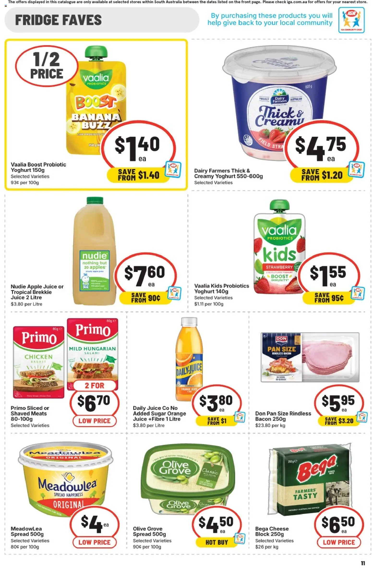 IGA catalogue - valid from 04.02.2026 | Page: 11 | Products: Dairy, Salami, Sugar, Fridge