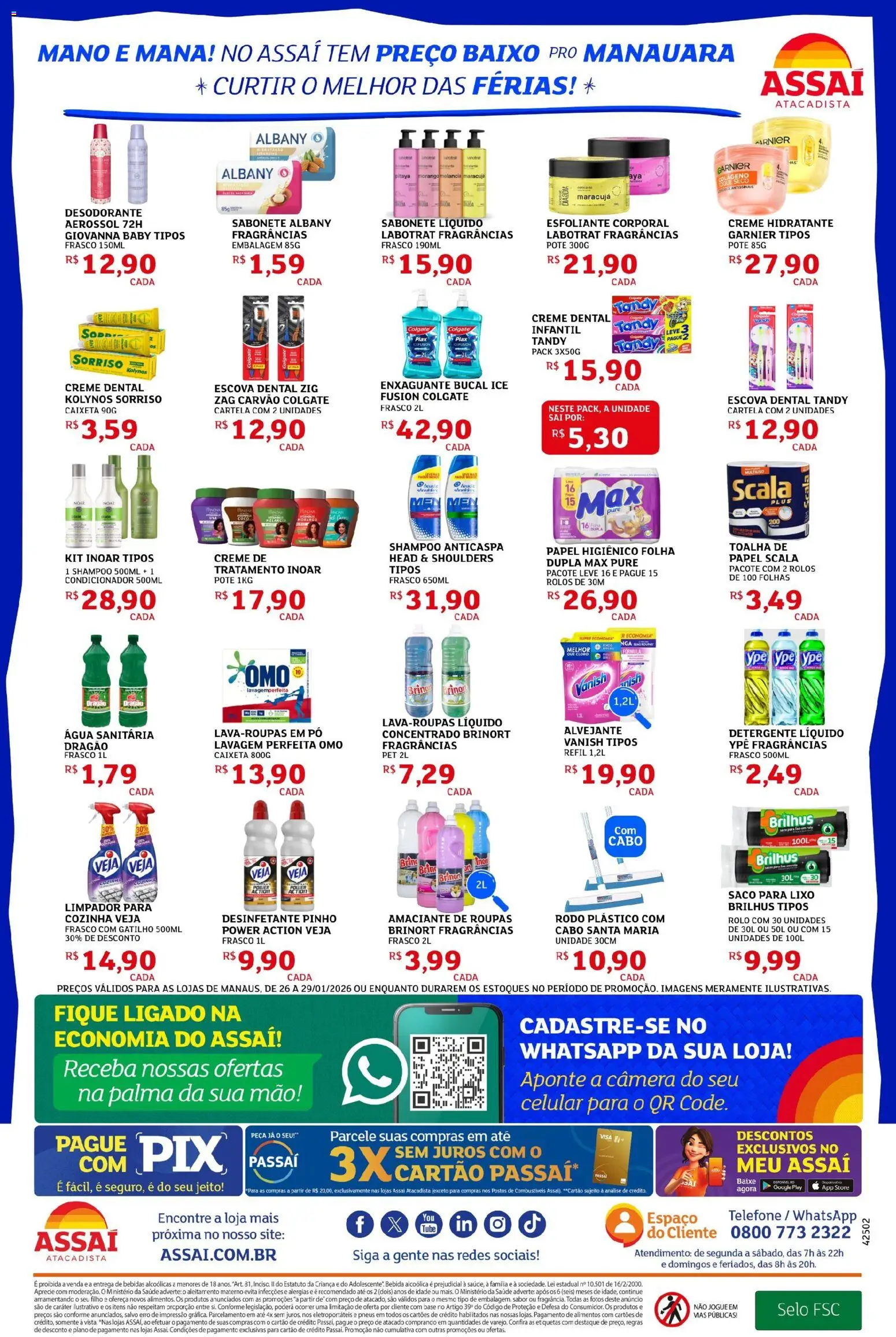 Assaí Atacadista Folheto - válido de 26.01.2026 | Página: 4 | Produtos: Roupas, Bebida, Telefone, Sabonete líquido