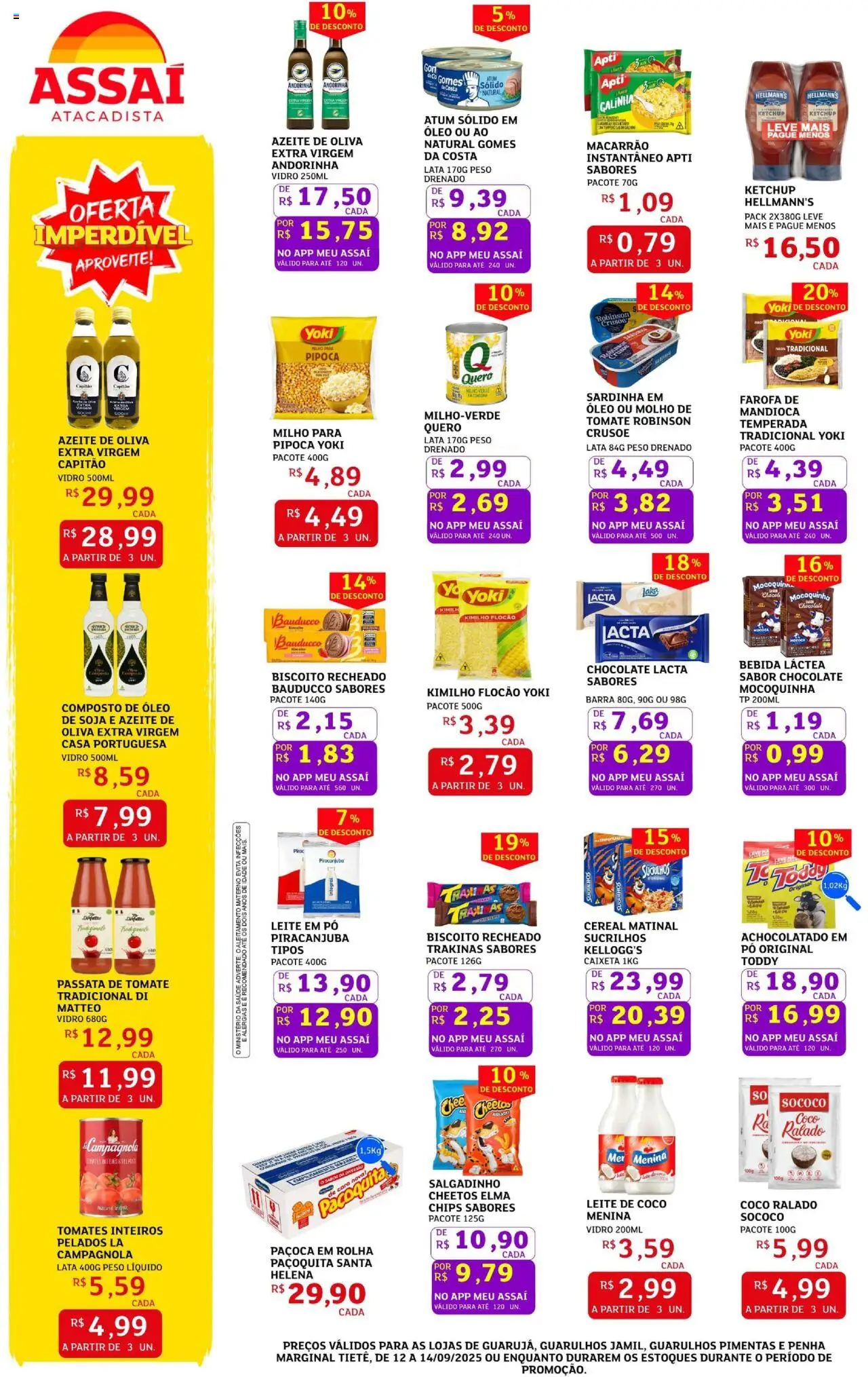 Assaí Atacadista Folheto - válido de 12.09.2025 | Página: 2 | Produtos: Biscoito, Leite, Pipoca, Leite de coco