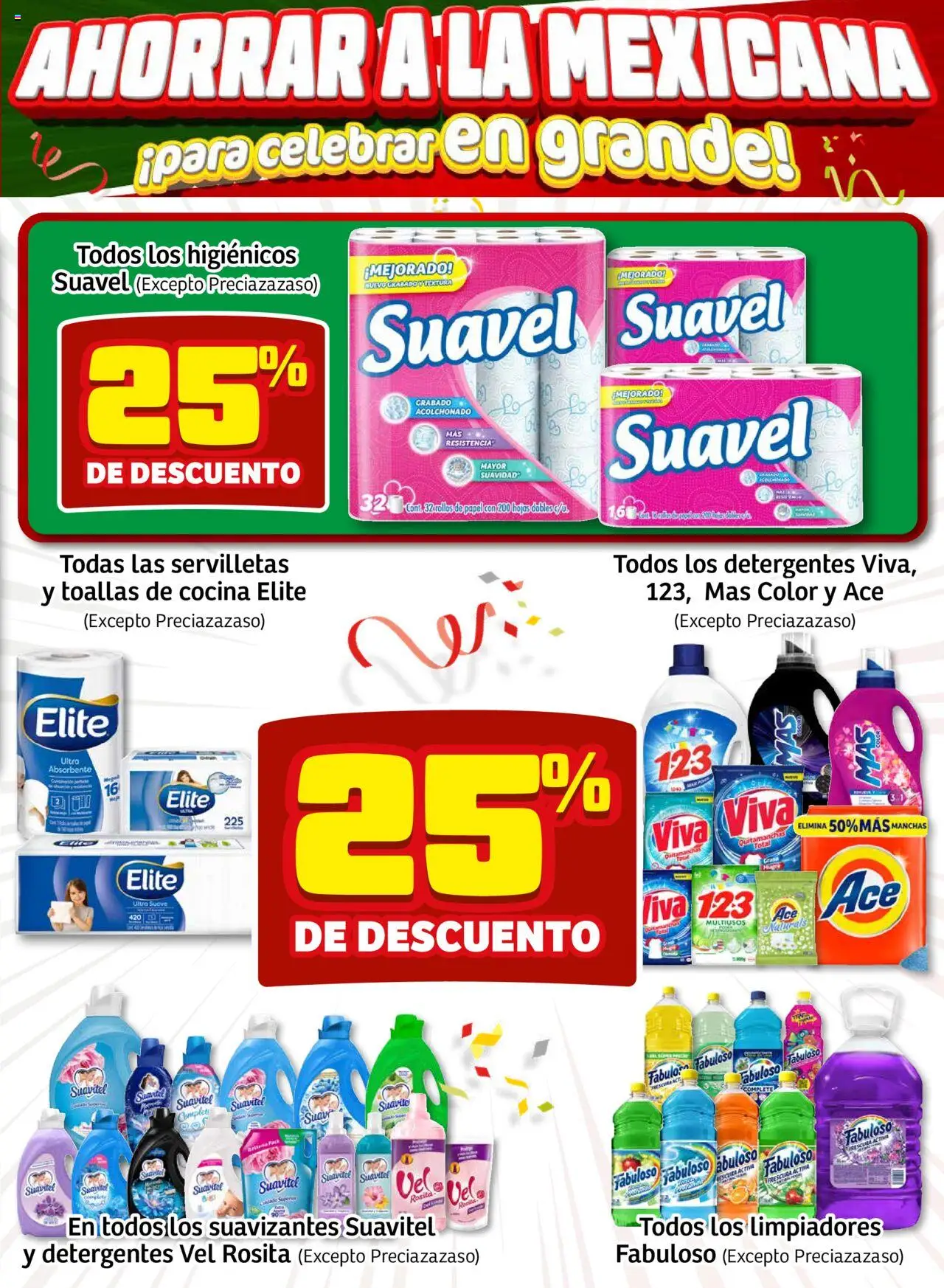 Nuevas ofertas de Soriana válidas en toda la República Mexicana desde el 10.09.2025. ¡Encuentra las mejores ofertas en Soriana - Ahorrar a la mexicana Mercado Nacional! | Página: 11 | Productos: Quitamanchas, Cocina, Toallas, Servilletas
