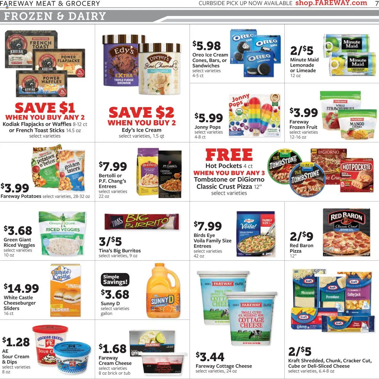 Fareway Weekly Ad - valid from 04.08.2025 | Page: 7 | Products: Cheese, Pizza, Cottage cheese, Potatoes