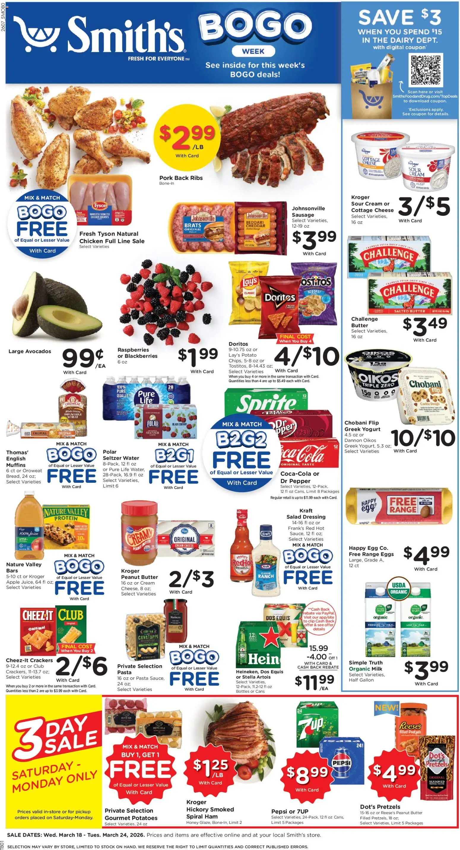 Smith's Weekly Ad - ID - valid from 18.03.2026 | Page: 1 | Products: Butter, Ham, Juice, Sour cream