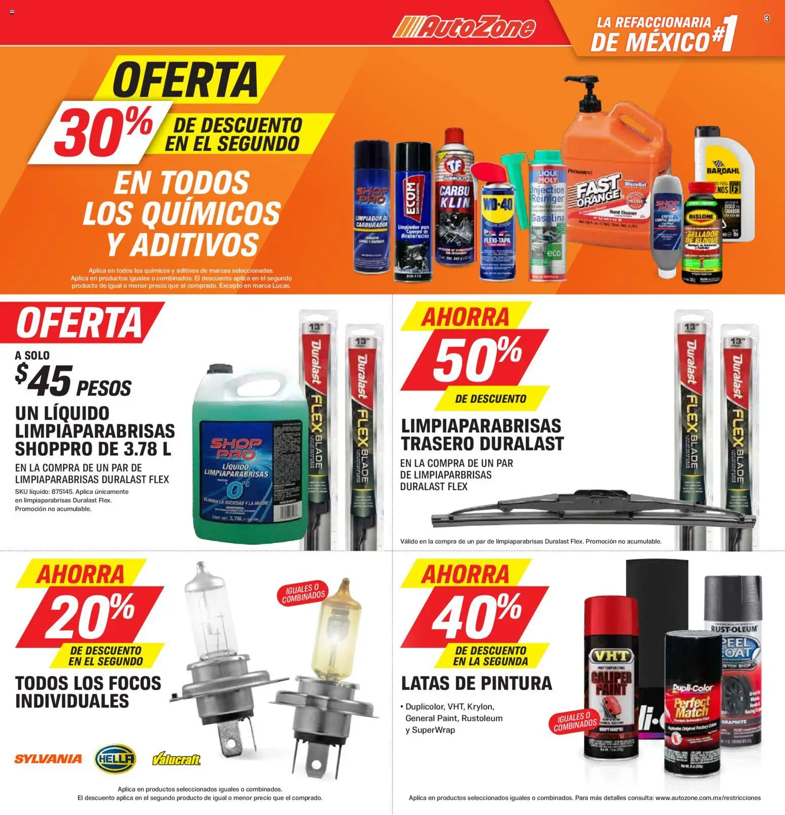 Nuevas ofertas de AutoZone válidas en toda la República Mexicana desde el 08.03.2026. ¡Encuentra las mejores ofertas en AutoZone catálogo! | Página: 3 | Productos: Pintura
