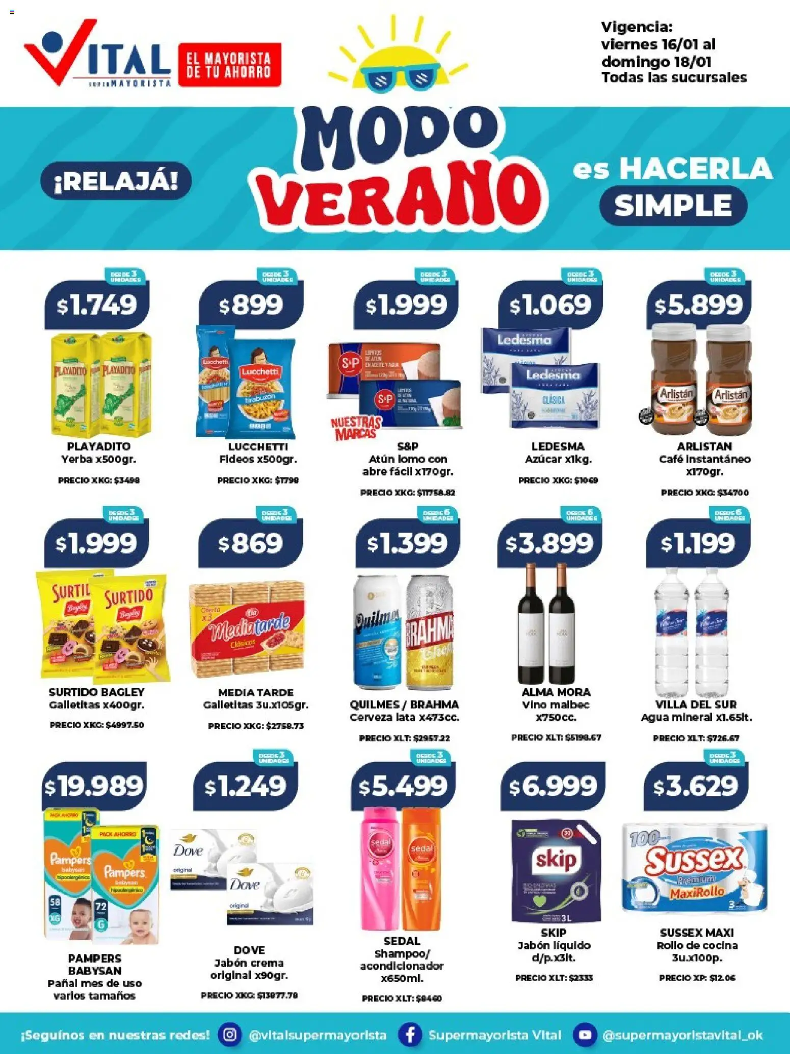 Vital - Ofertas fin │ válido desde el 16.01.2026 | Página: 1 | Productos: Cocina, Galletitas, Acondicionador, Jabón
