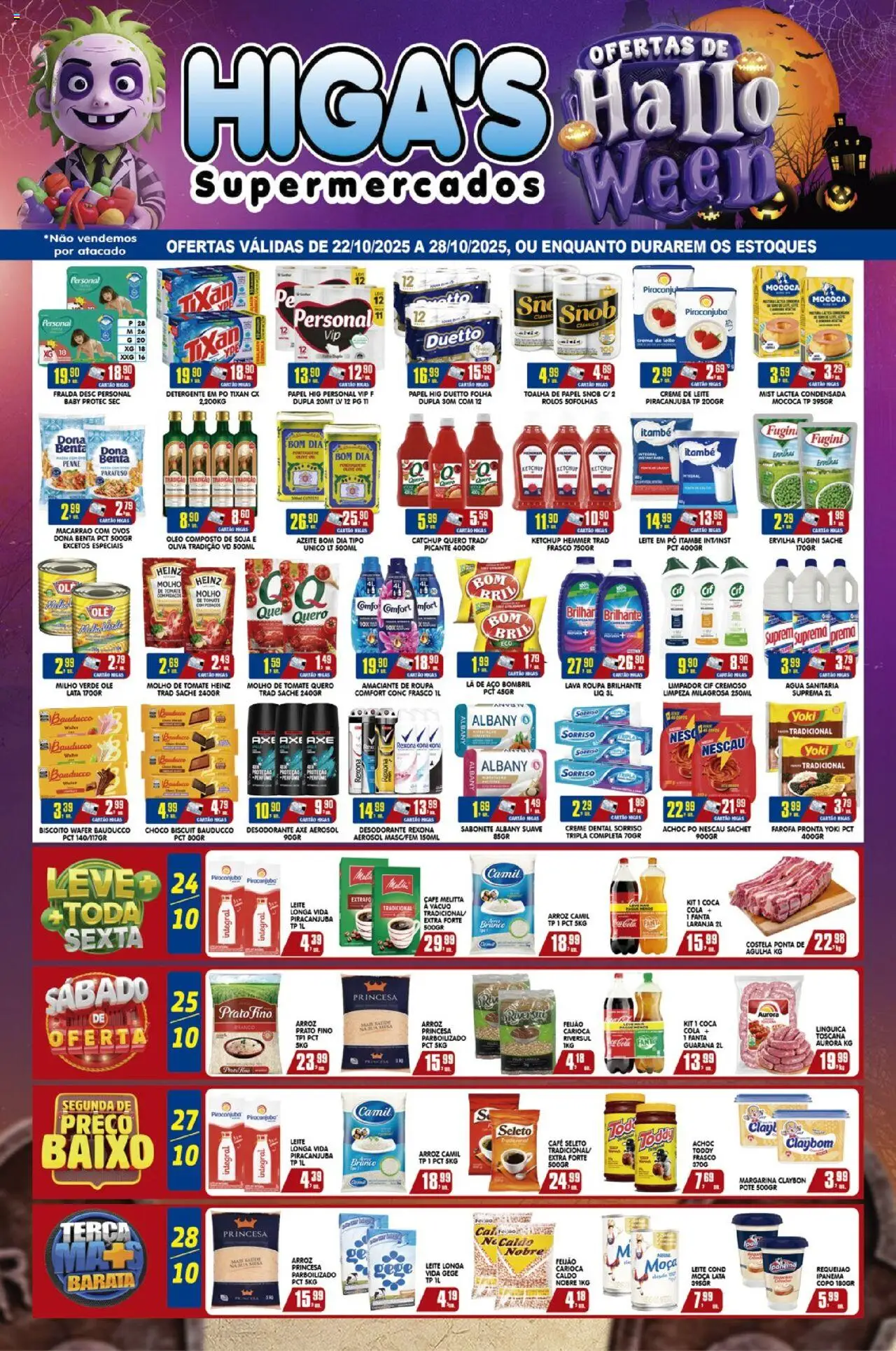 Higa's Supermercado Folheto - válido de 22.10.2025 | Página: 1 | Produtos: Ervilha, Cola, Leite, Creme de leite