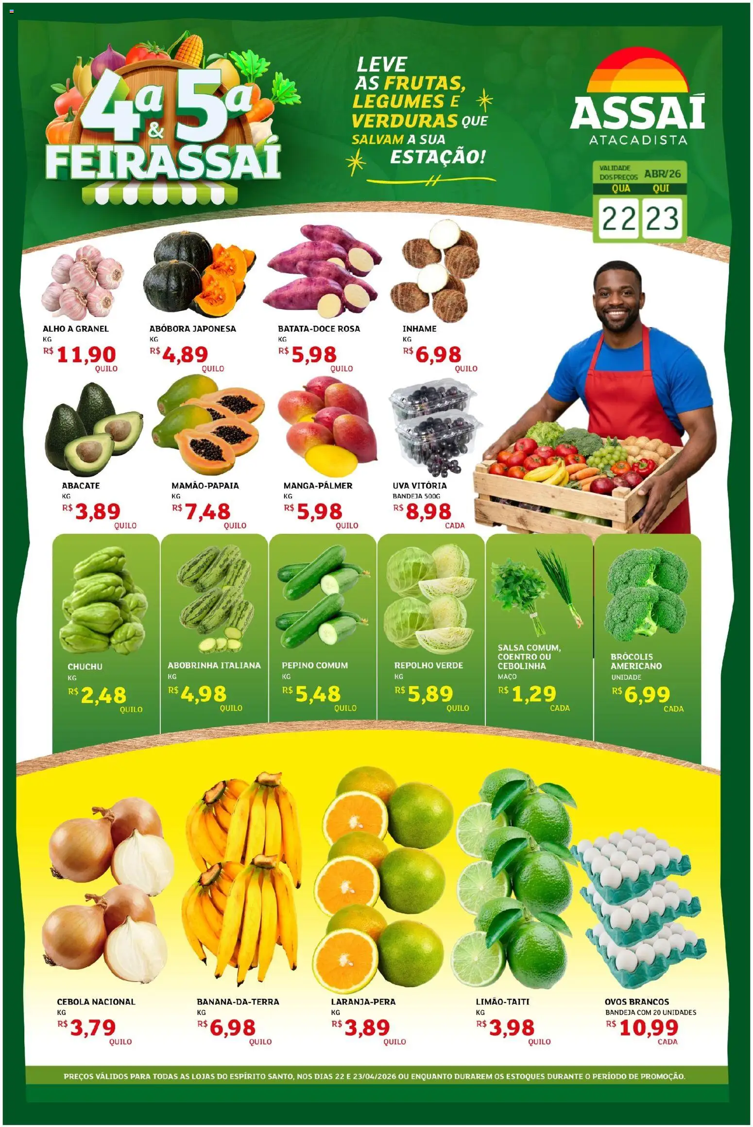 Assaí Atacadista Folheto - válido de 22.04.2026 | Página: 1 | Produtos: Abóbora, Abobrinha, Alho, Brócolis