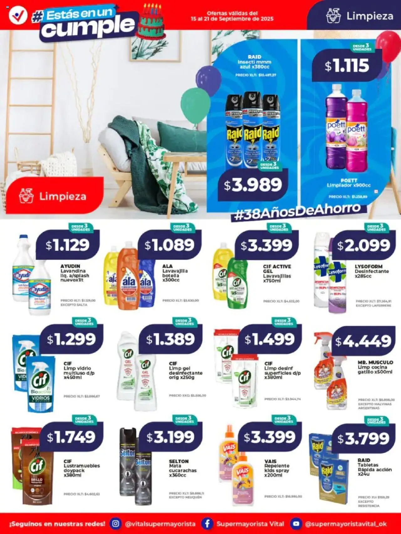 Vital - Ofertas │ válido desde el 15.09.2025 | Página: 7 | Productos: Desinfectante, Lustramuebles, Lavandina, Lavavajillas